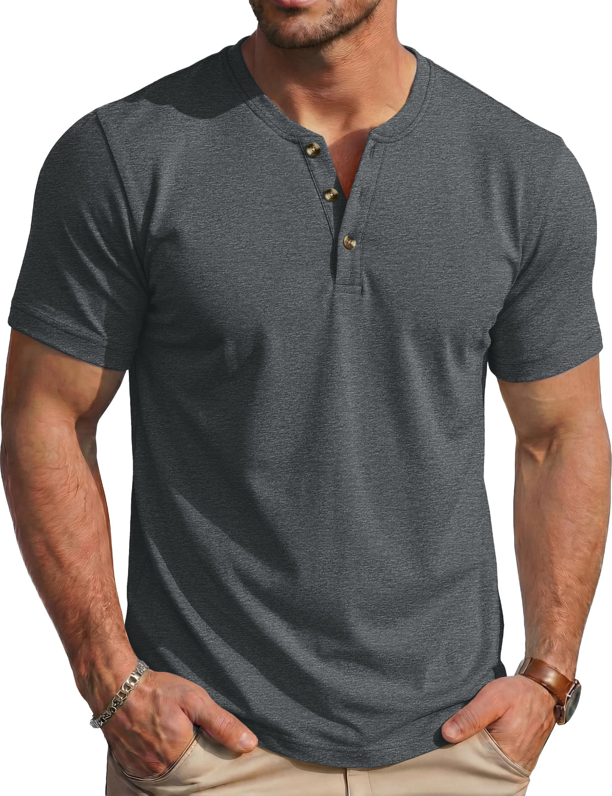 MAGCOMSEN Men's Henley Short Sleeve Shirt Moisture Wicking Lightweight Cotton T-Shirts Casual Summer Basic Tee Shirt