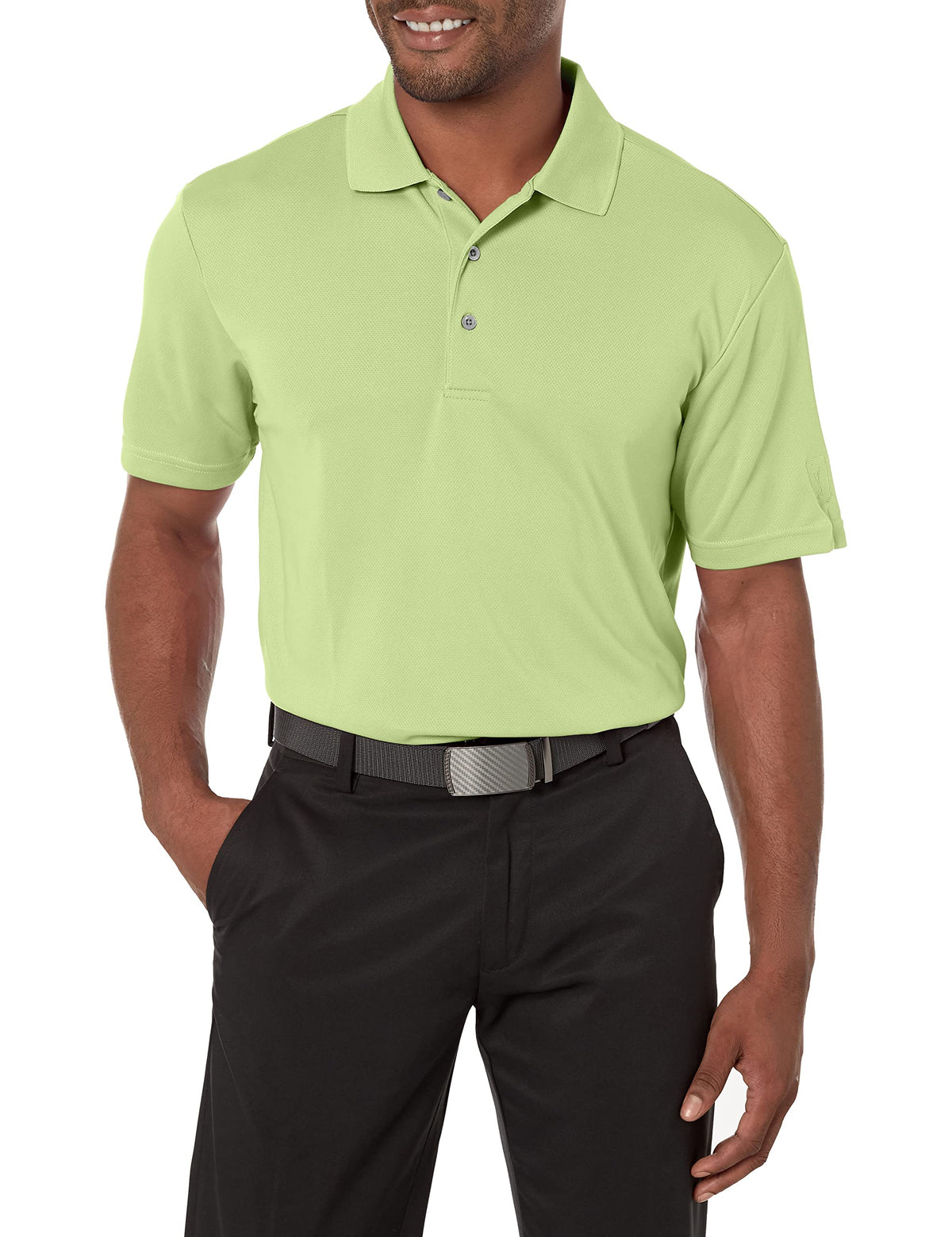 PGA Tour Men's Airflux Solid Mesh Short Sleeve Classic Golf Polo Shirt