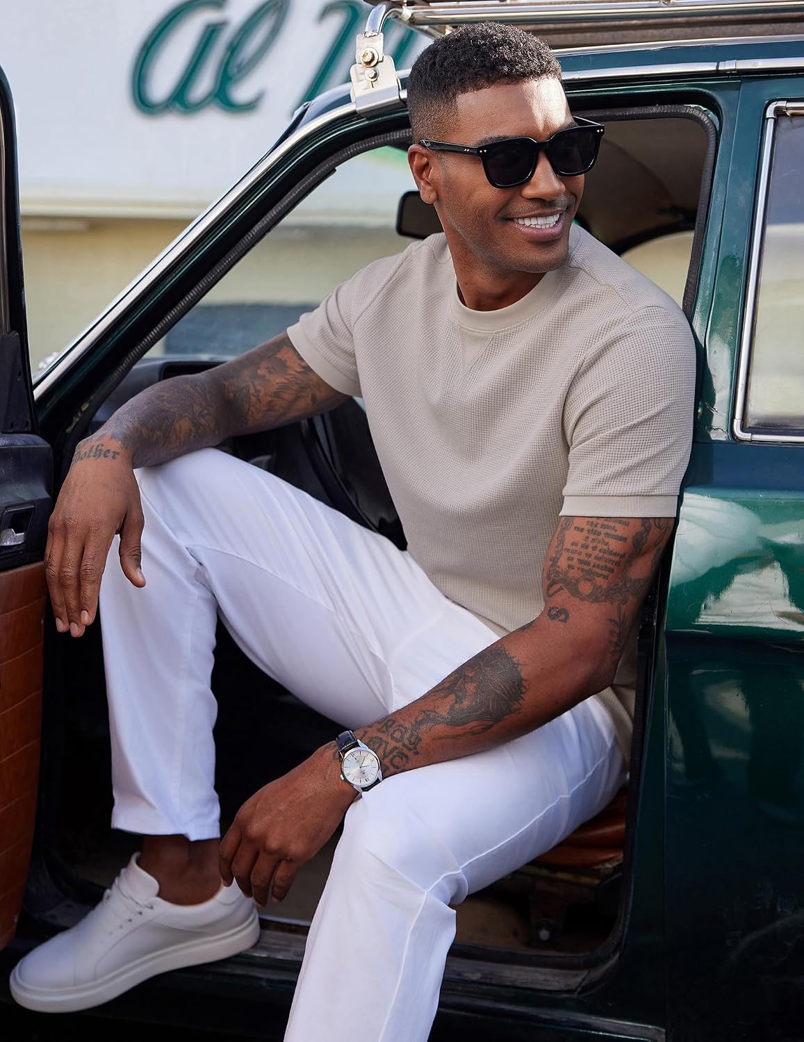 COOFANDY Men's Waffle T-Shirts Short Sleeve Casual Crew Neck Shirt Summer Plain Pullover Tees