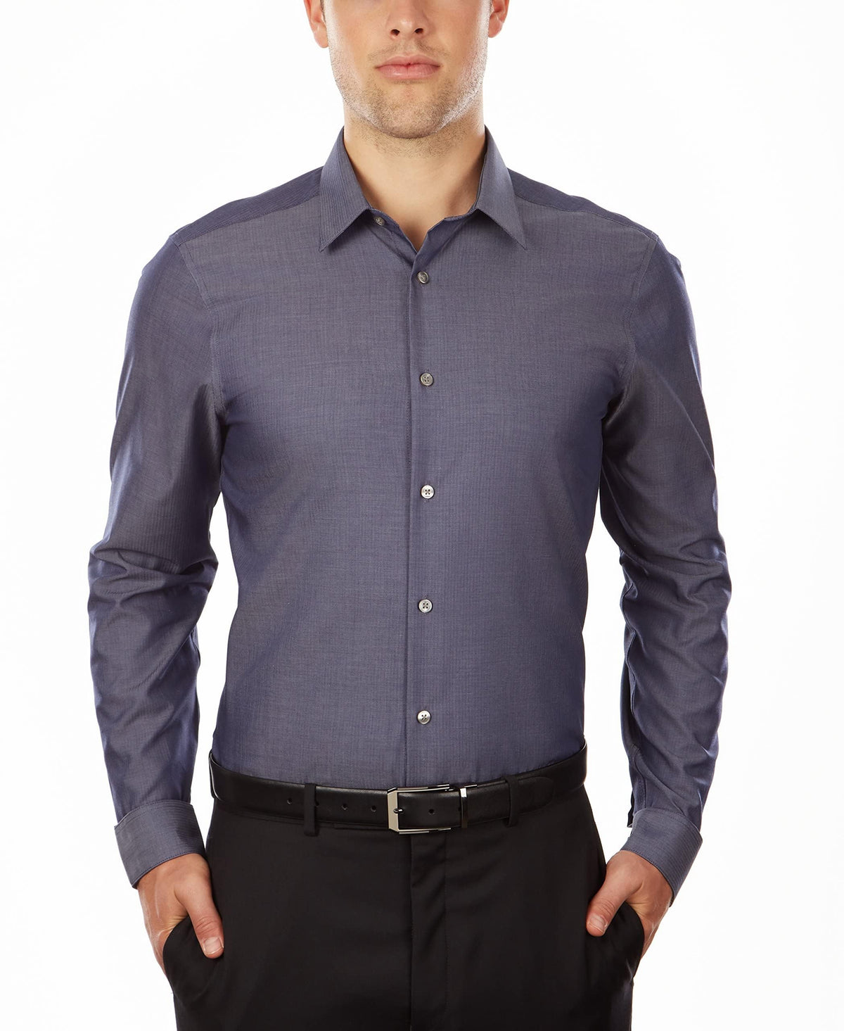 Calvin Klein Men's Slim Fit Non-Iron Herringbone Dress Shirt