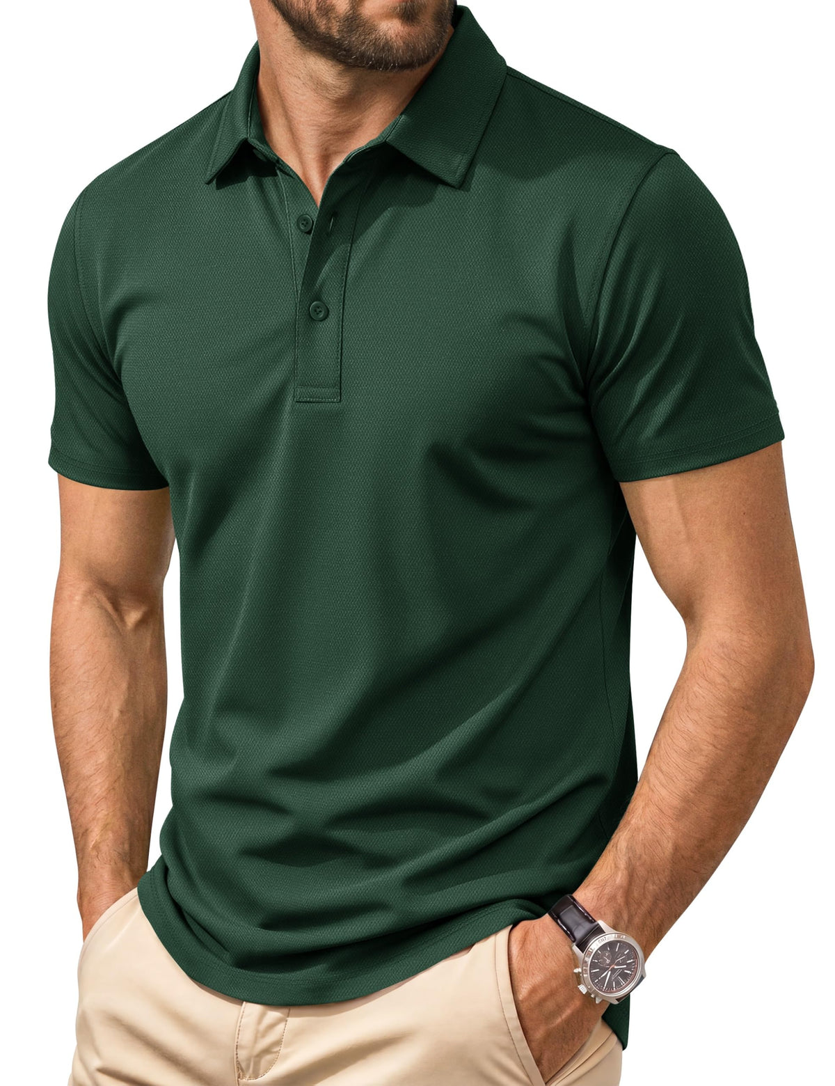 Cotrasen Men's Polo Shirts Short Sleeve Cotton Pique Classic Golf Shirts