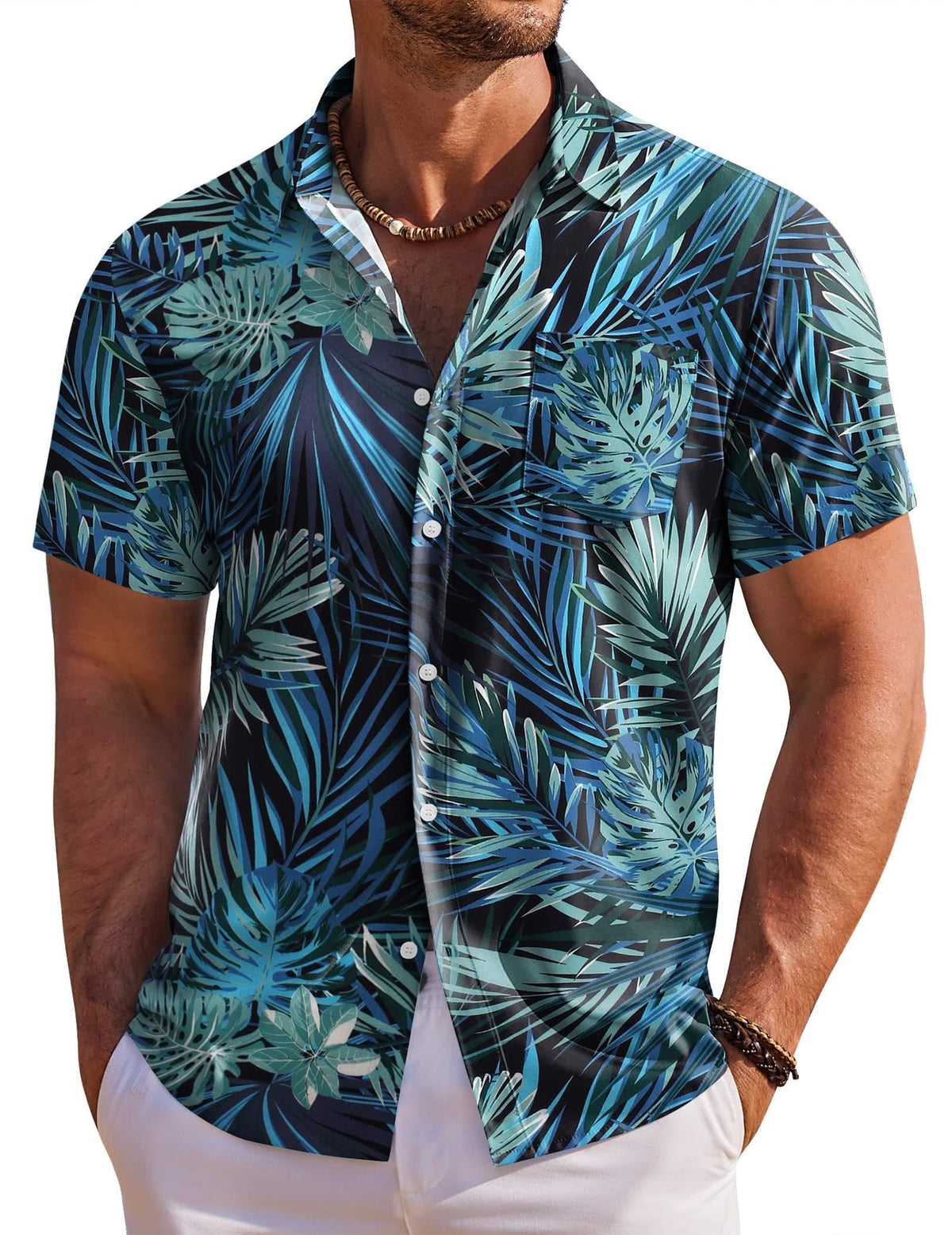 COOFANDY Men's Hawaiian Shirt Short Sleeve Floral Button Down Shirts Tropical Holiday Beach Shirts