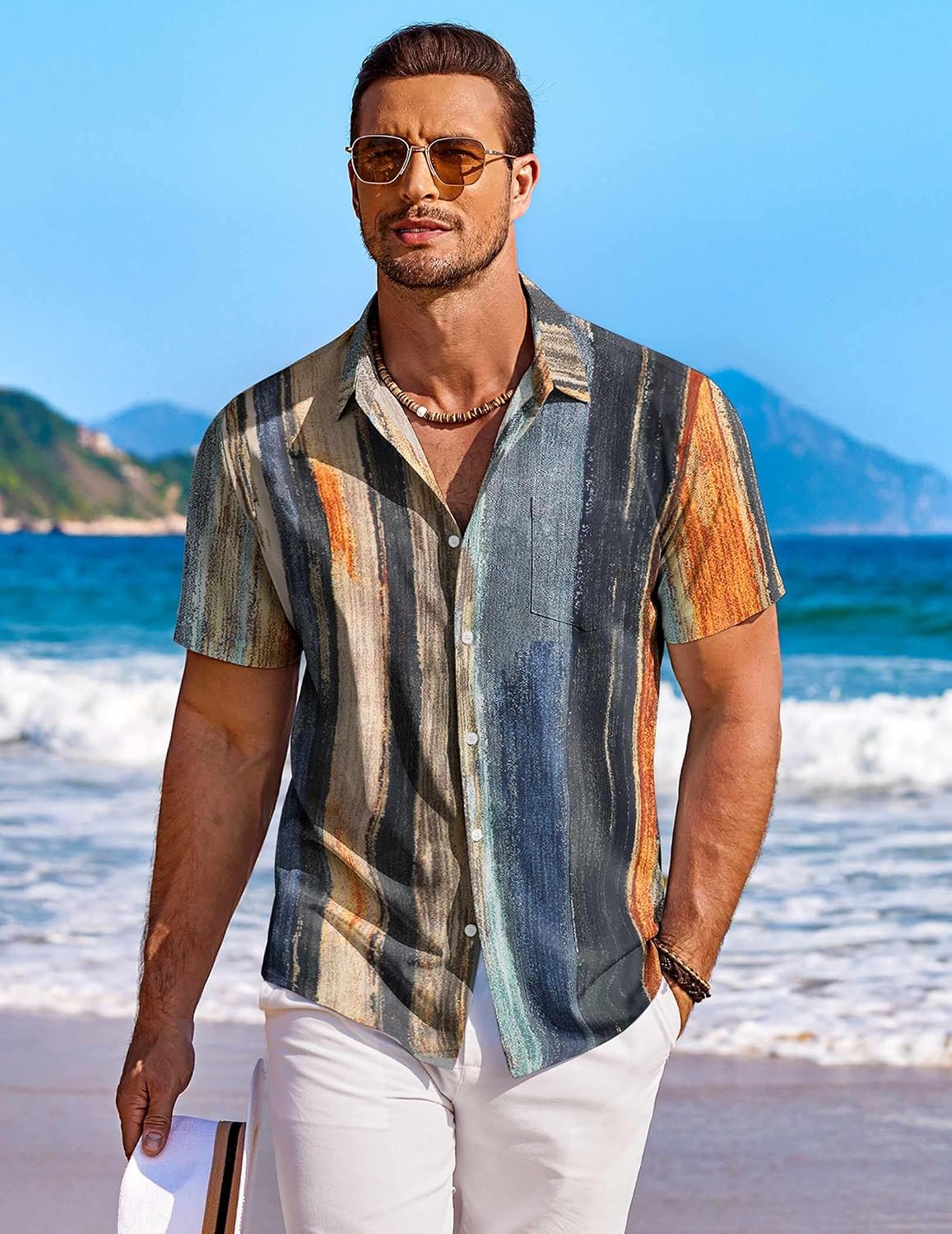 COOFANDY Men's Hawaiian Shirt Short Sleeve Floral Button Down Shirts Tropical Holiday Beach Shirts