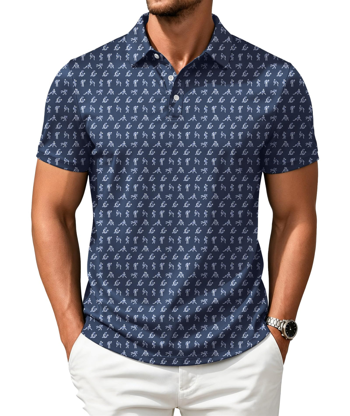 ZITY Mens Golf Shirts Short Sleeve Print Moisture Wicking Polo Shirt