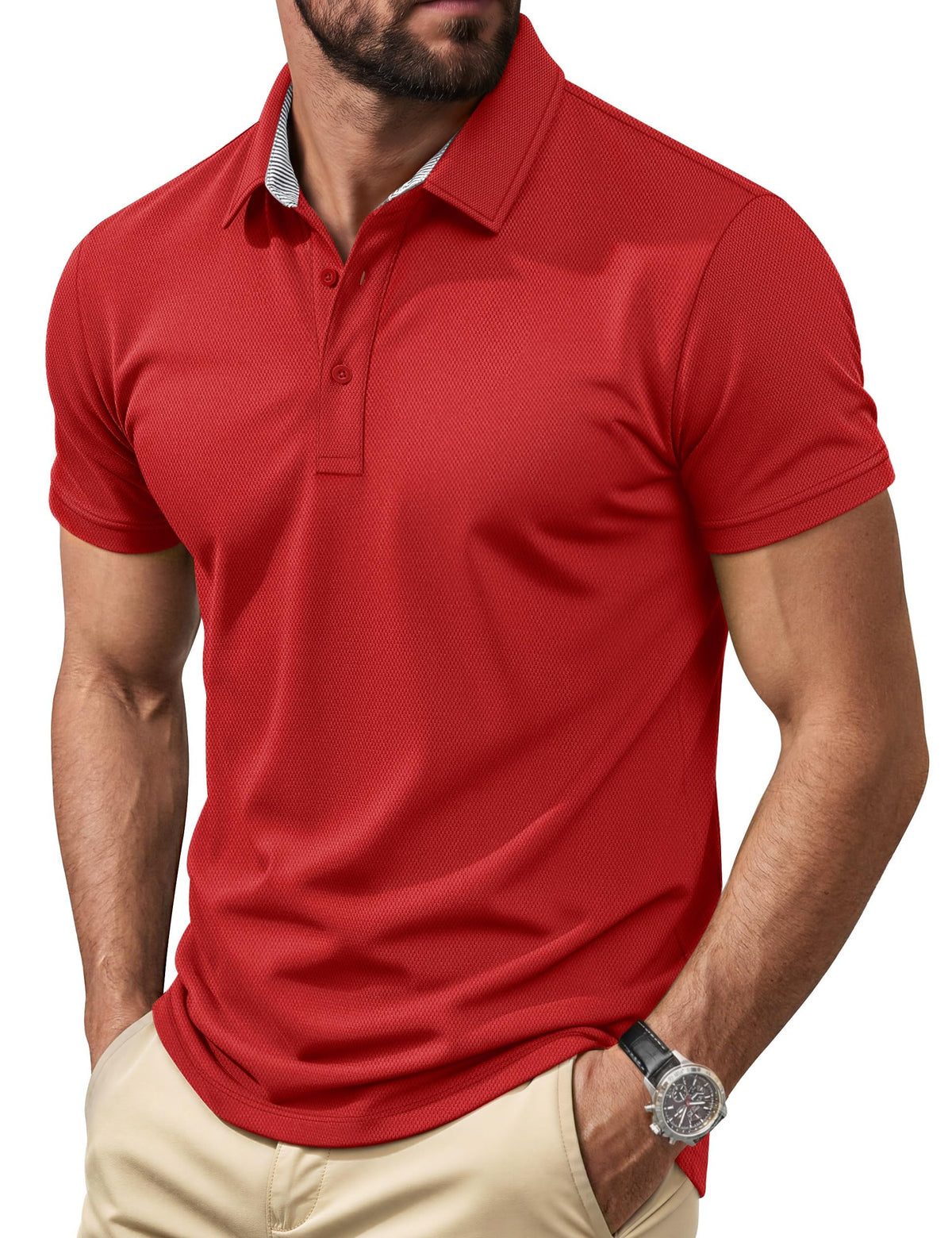 Cotrasen Men's Polo Shirts Short Sleeve Classic Fit Cotton Pique Casual Tee