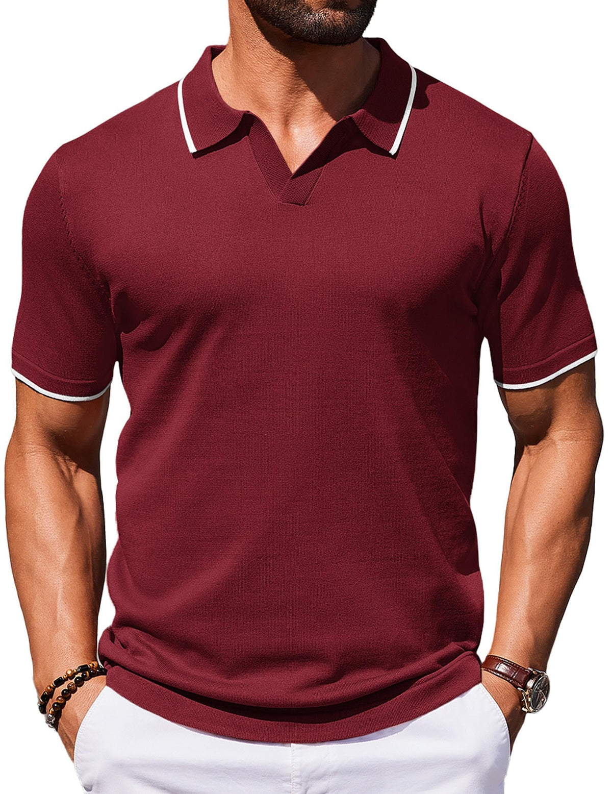COOFANDY Mens Polo Shirts Short Sleeve Casual Knit Polo Shirt Golf T Shirt
