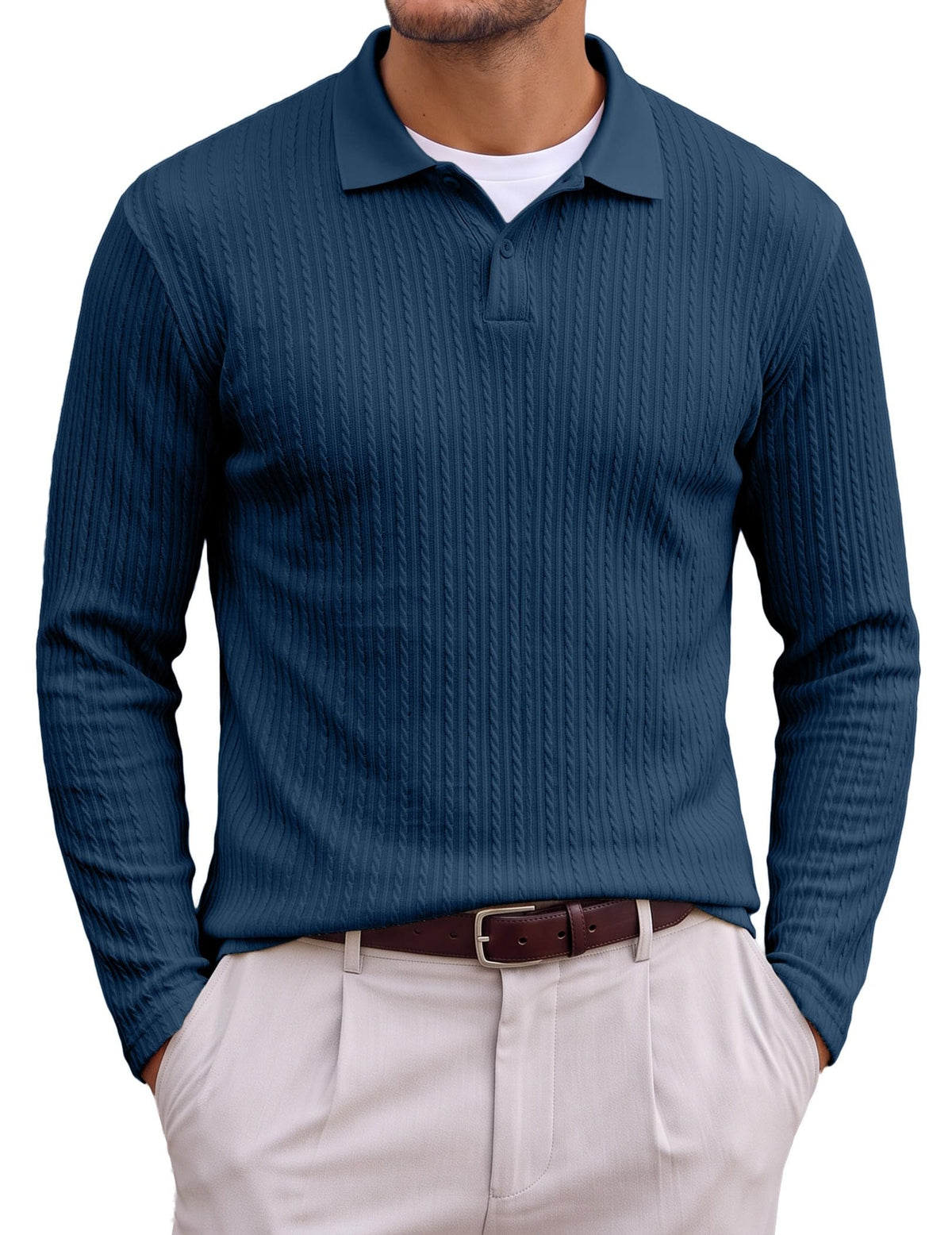 JMIERR Men's Textured Polo Shirt Short Sleeve