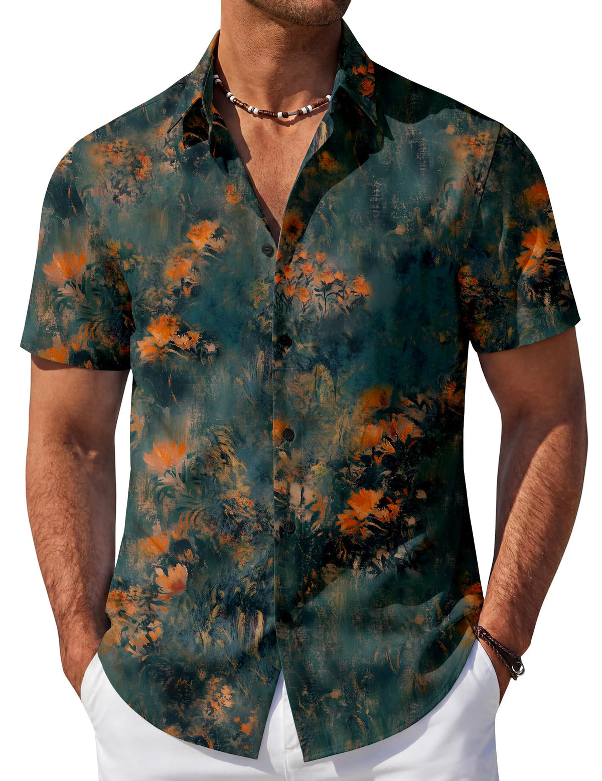 COOFANDY Mens Hawaiian Shirt Short Sleeve Button Down Beach Vacation Shirt Retro Summer Tropical Shirts