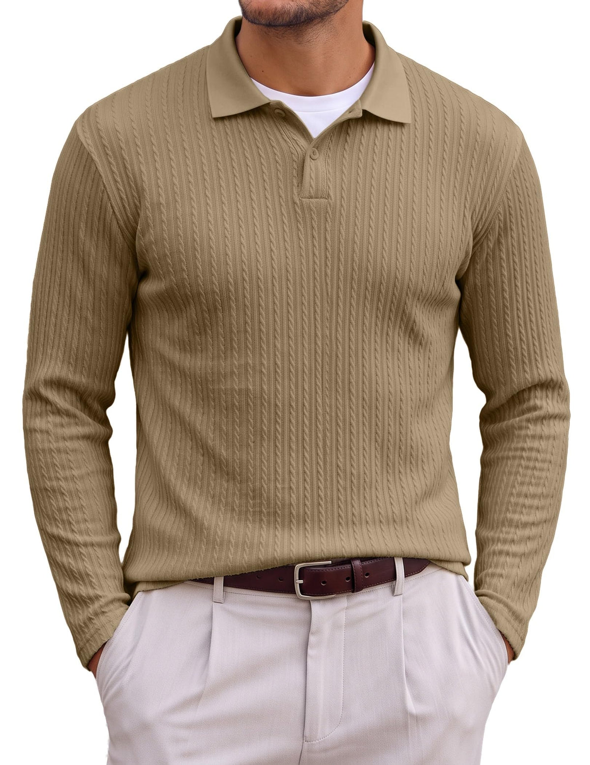 JMIERR Men's Textured Polo Shirt Short Sleeve