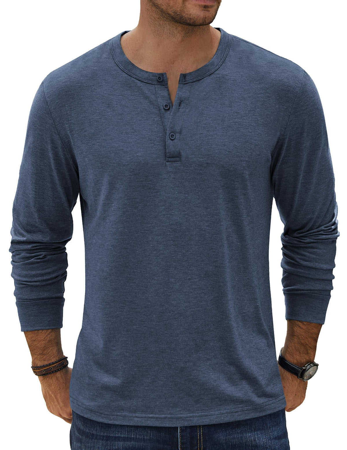 COOFANDY Men's Henley T-Shirt Long Sleeve Casual Lightweight Pullover Shirts Soft Stretch Basic Tees Fall Tops