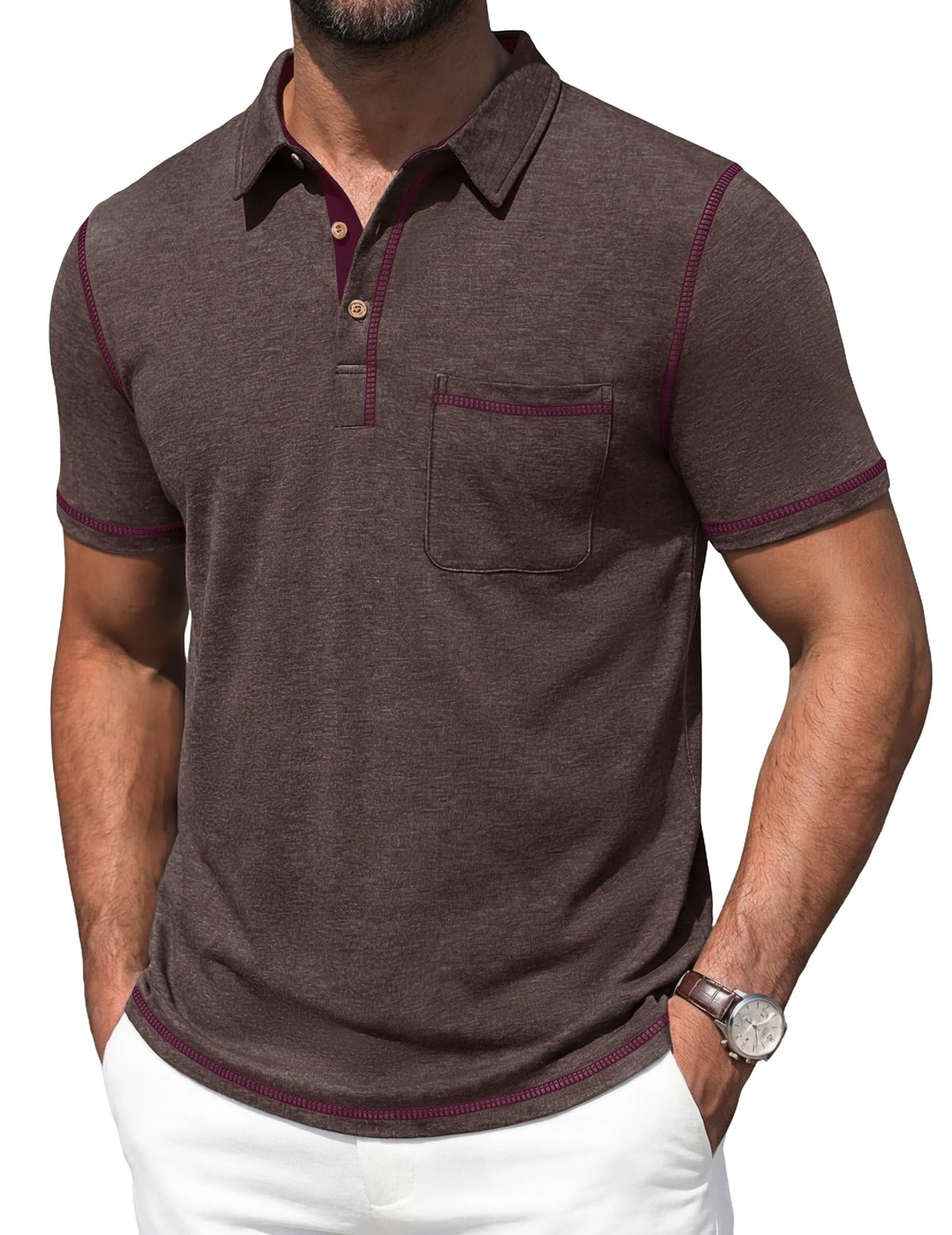 Mens Polo Shirts Short Sleeve Casual Summer Lightweight Cotton Golf Polo Shirts with Pocket