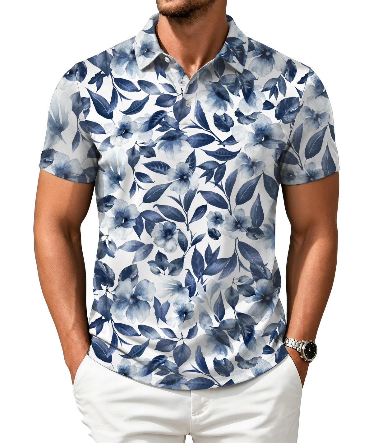 ZITY Mens Golf Shirts Short Sleeve Print Moisture Wicking Polo Shirt