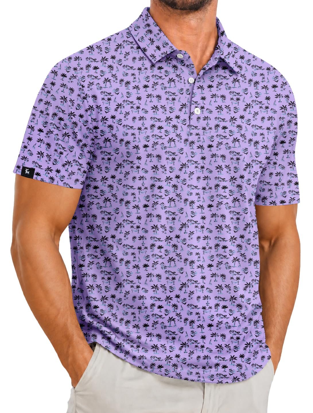 ZITY Men's Golf Polo Shirts Short Sleeve Print Patterns Moisture Wicking