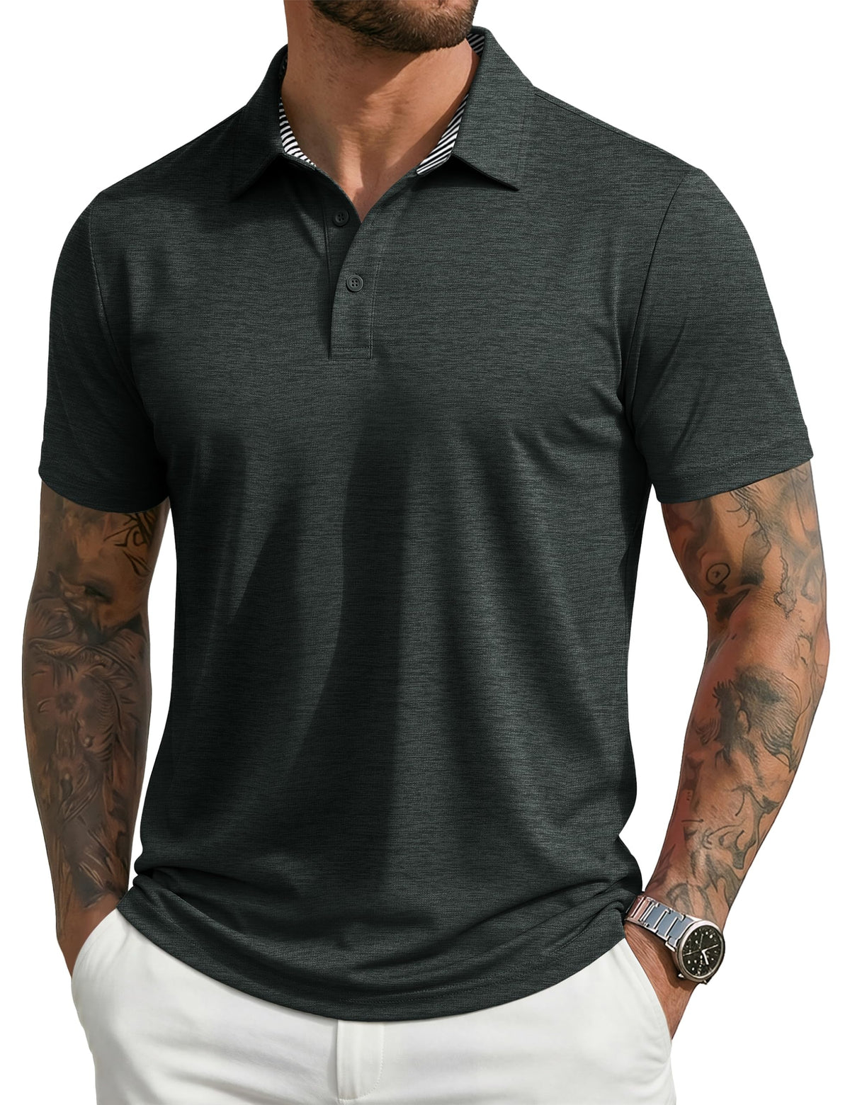 MAGCOMSEN Men's Short Sleeve Polo Golf Shirts 3-Button Moisture Wicking Athletic T-Shirts Casual Collared Shirt