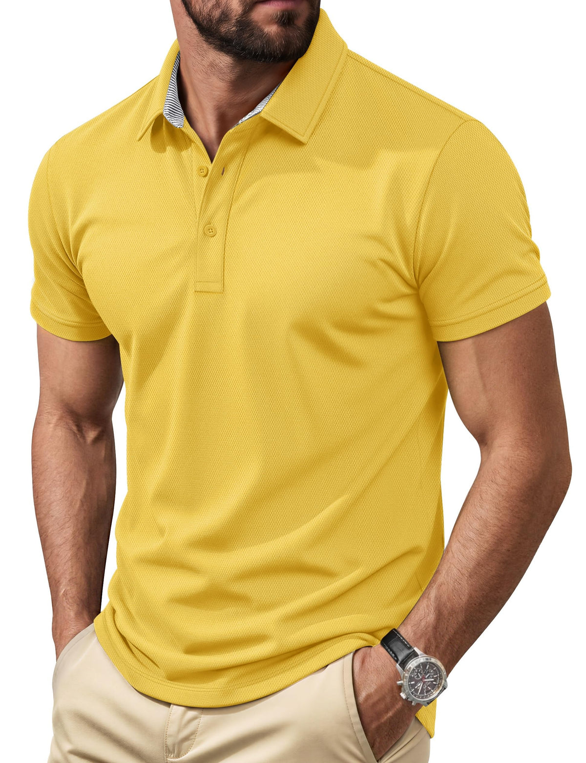 Cotrasen Men's Polo Shirts Short Sleeve Classic Fit Cotton Pique Casual Tee