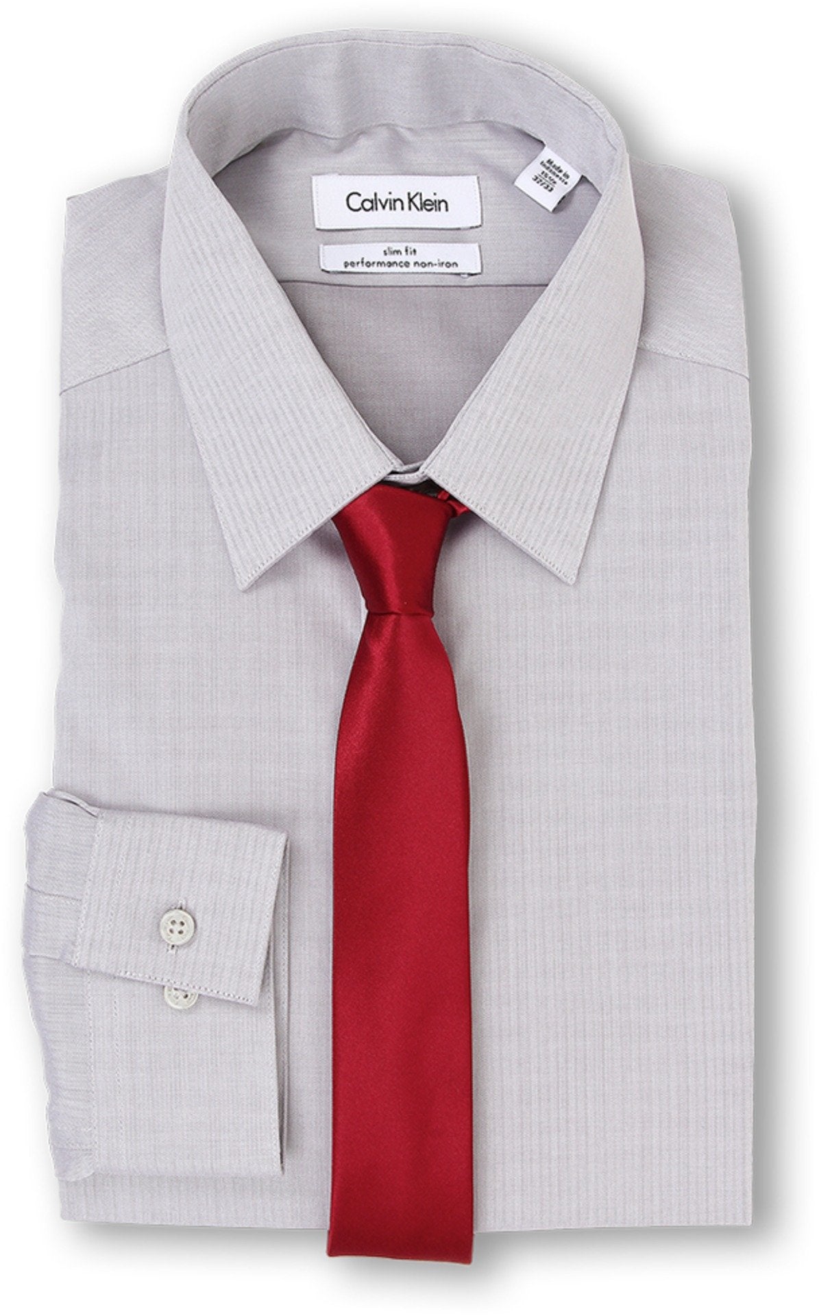 Calvin Klein Men's Slim Fit Non-Iron Herringbone Dress Shirt
