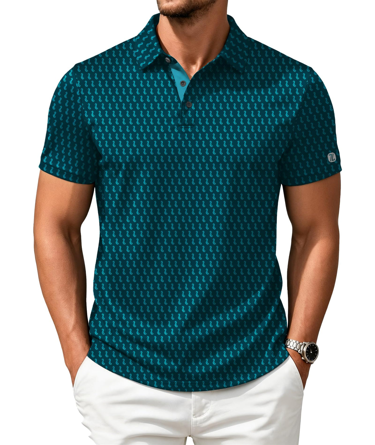 ZITY Mens Golf Shirts Short Sleeve Print Moisture Wicking Polo Shirt