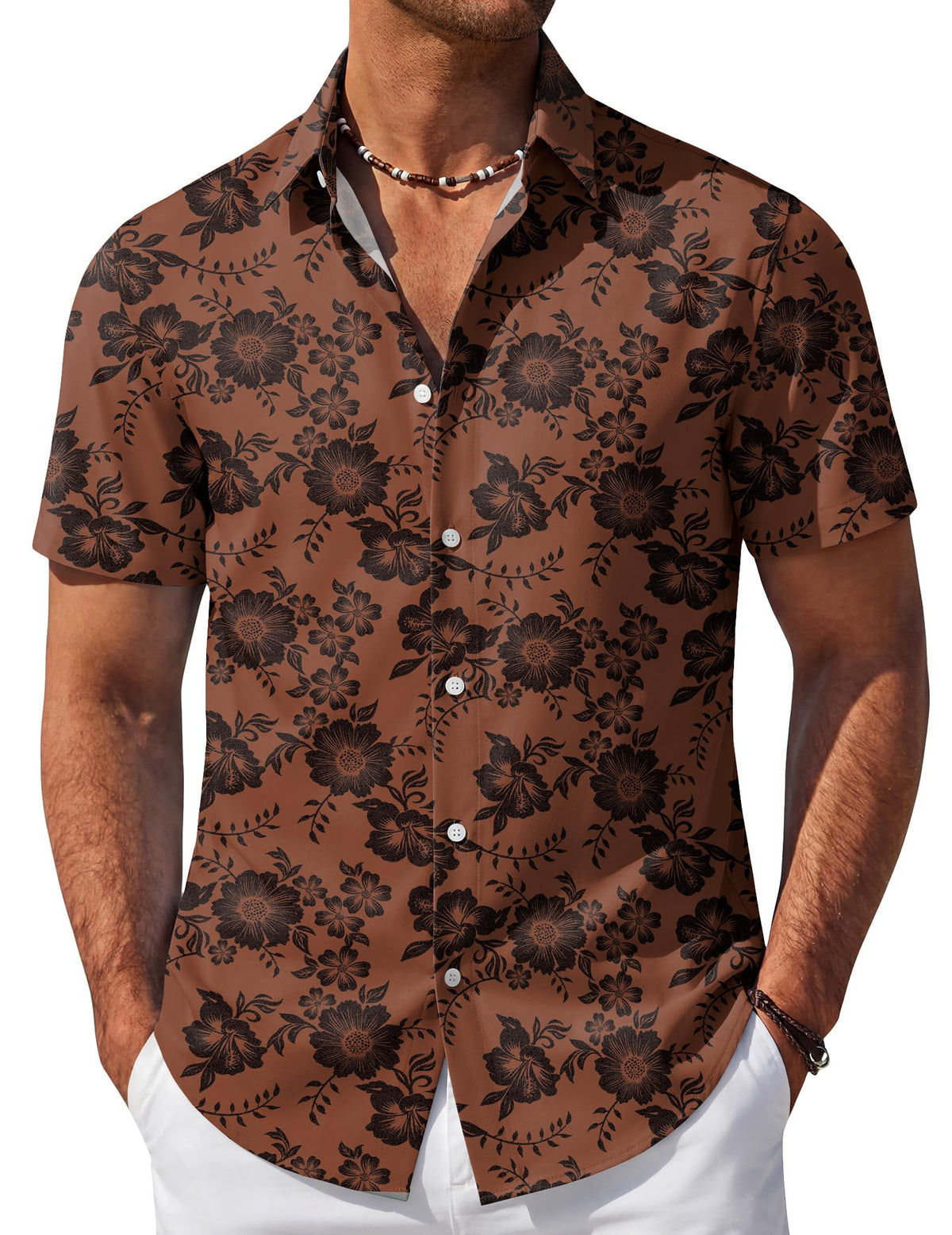 COOFANDY Mens Hawaiian Shirt Short Sleeve Button Down Beach Vacation Shirt Retro Summer Tropical Shirts