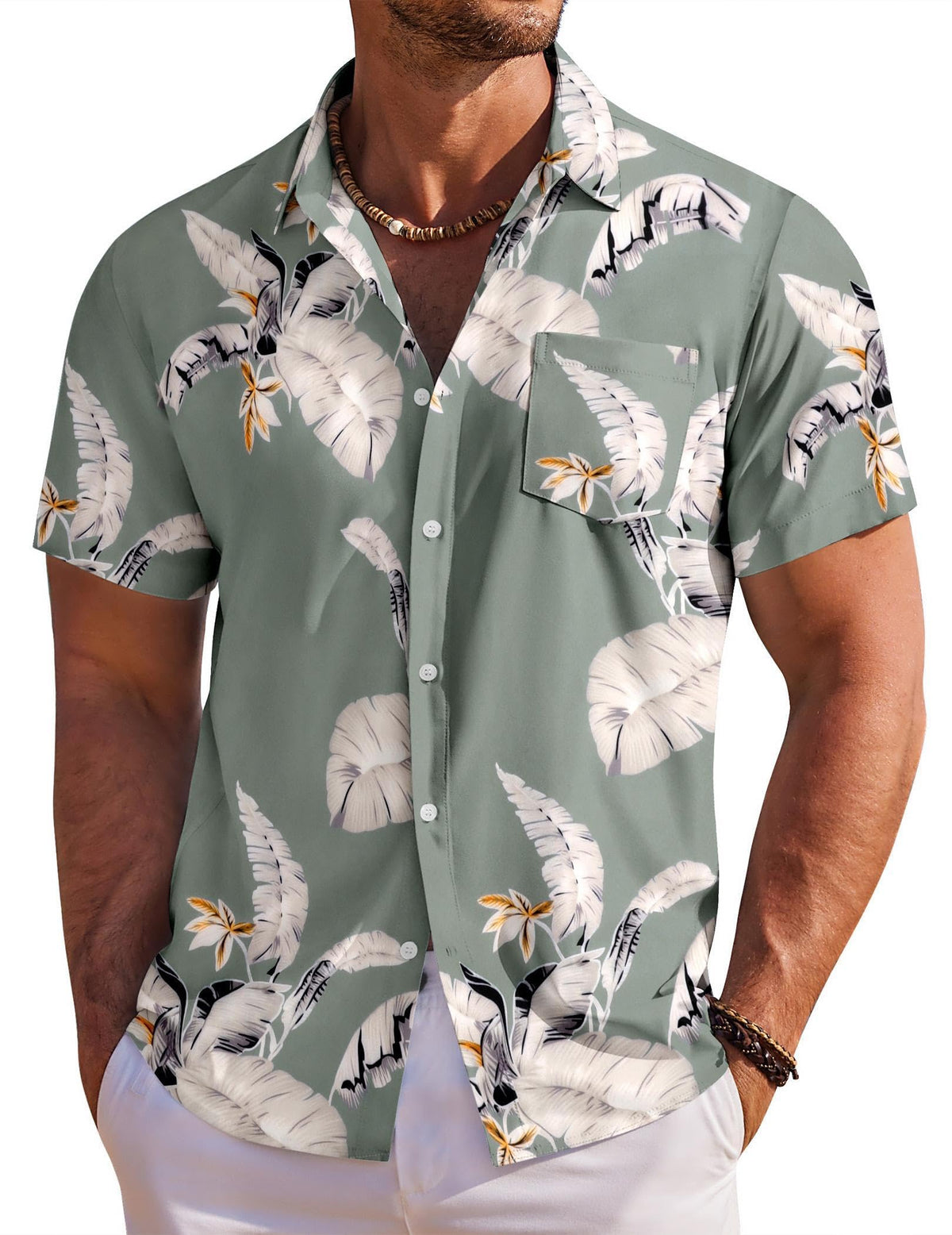 COOFANDY Men's Hawaiian Shirt Short Sleeve Floral Button Down Shirts Tropical Holiday Beach Shirts