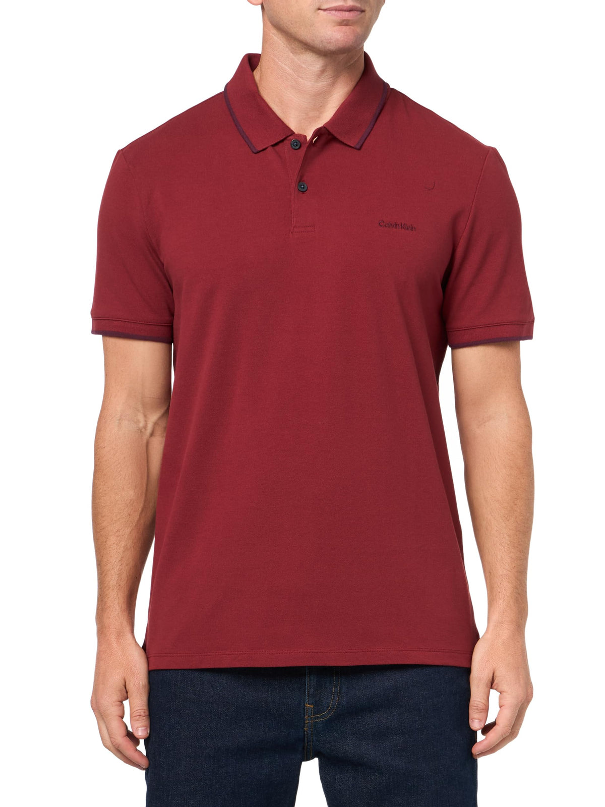 Calvin Klein Men's Liquid Touch Polo Stripe with UV Protection