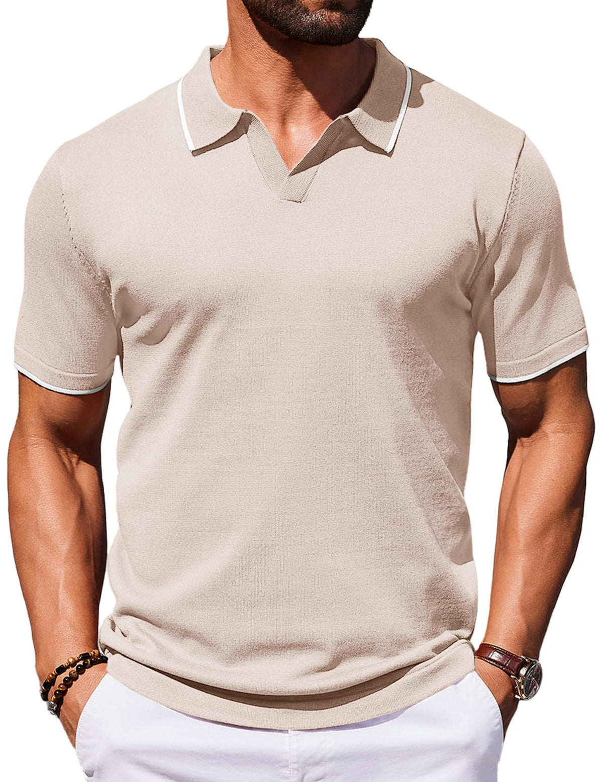 COOFANDY Mens Polo Shirts Short Sleeve Casual Knit Polo Shirt Golf T Shirt