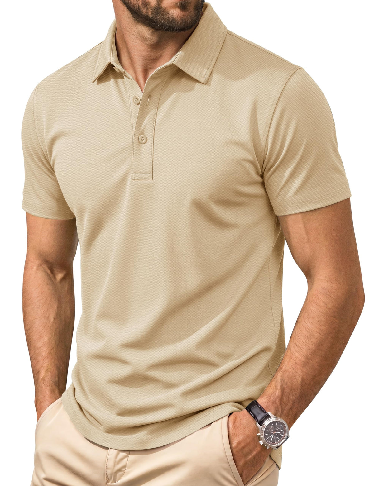 Cotrasen Men's Polo Shirts Short Sleeve Cotton Pique Classic Golf Shirts