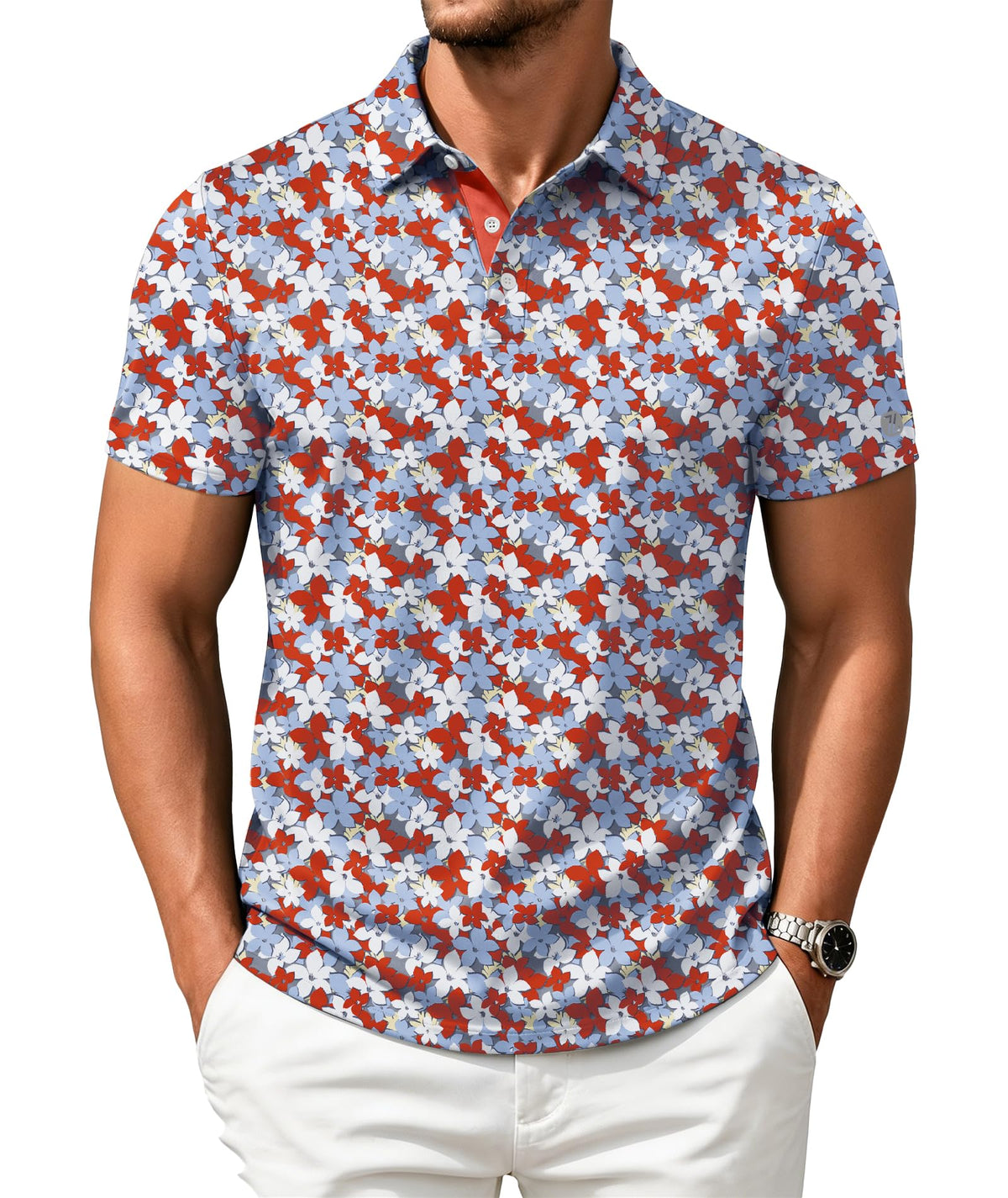 ZITY Mens Golf Shirts Short Sleeve Print Moisture Wicking Polo Shirt