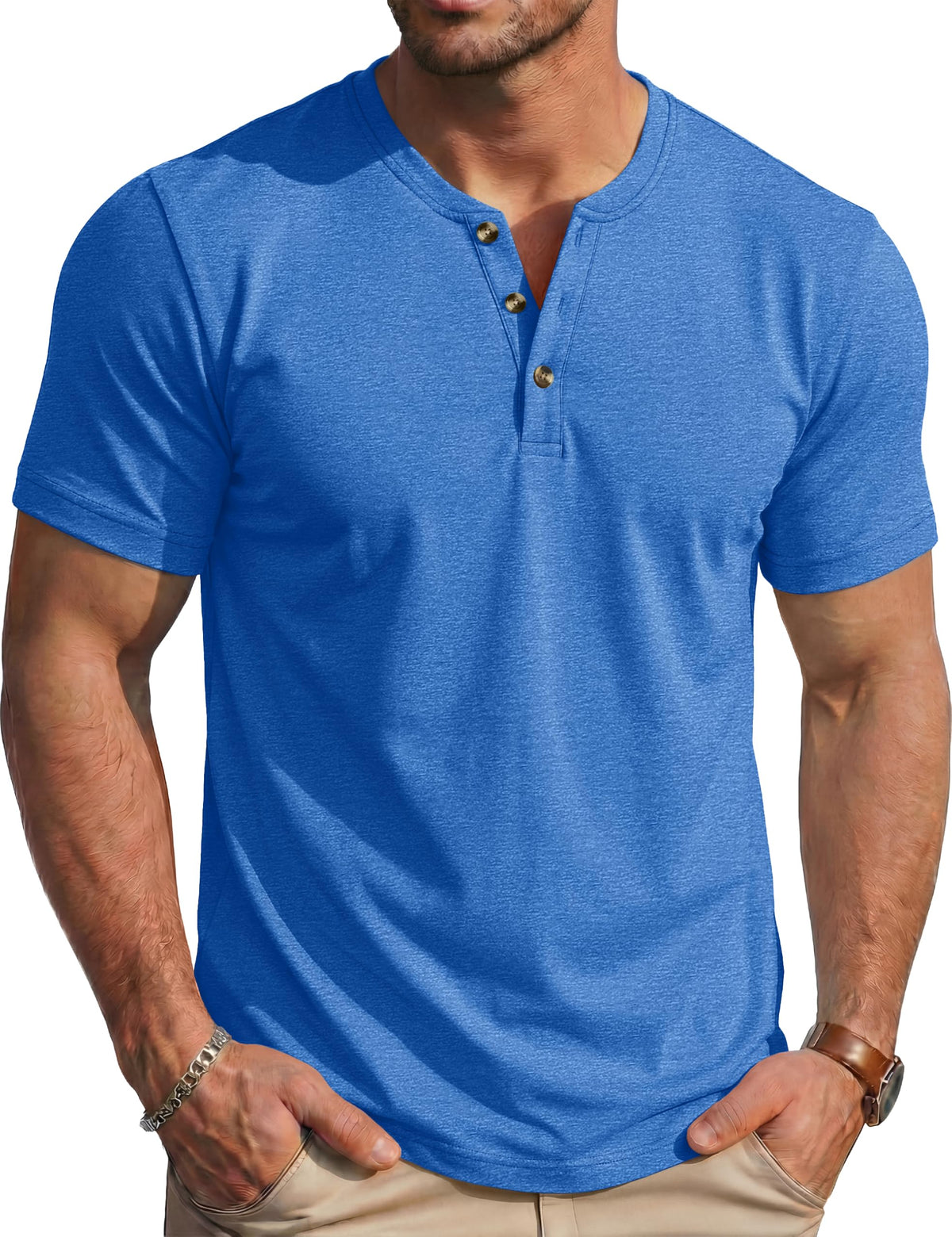 MAGCOMSEN Men's Henley Short Sleeve Shirt Moisture Wicking Lightweight Cotton T-Shirts Casual Summer Basic Tee Shirt