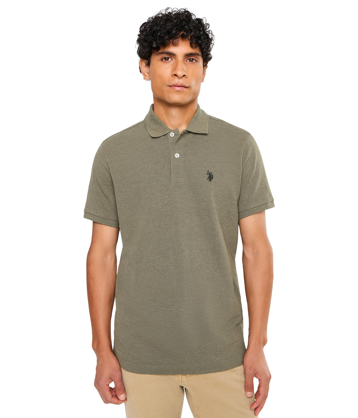 U.S. Polo Assn. Men's Classic Polo Shirt, Two-Button Closure Pique Polo Shirt, Summer Fashion Golf Shirt