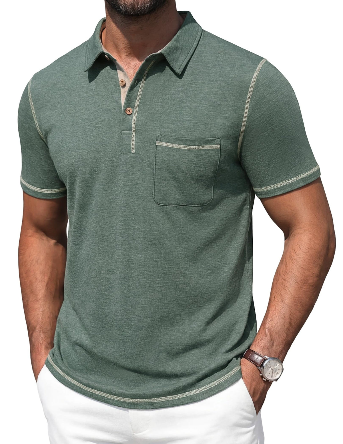 Mens Polo Shirts Short Sleeve Casual Summer Lightweight Cotton Golf Polo Shirts with Pocket