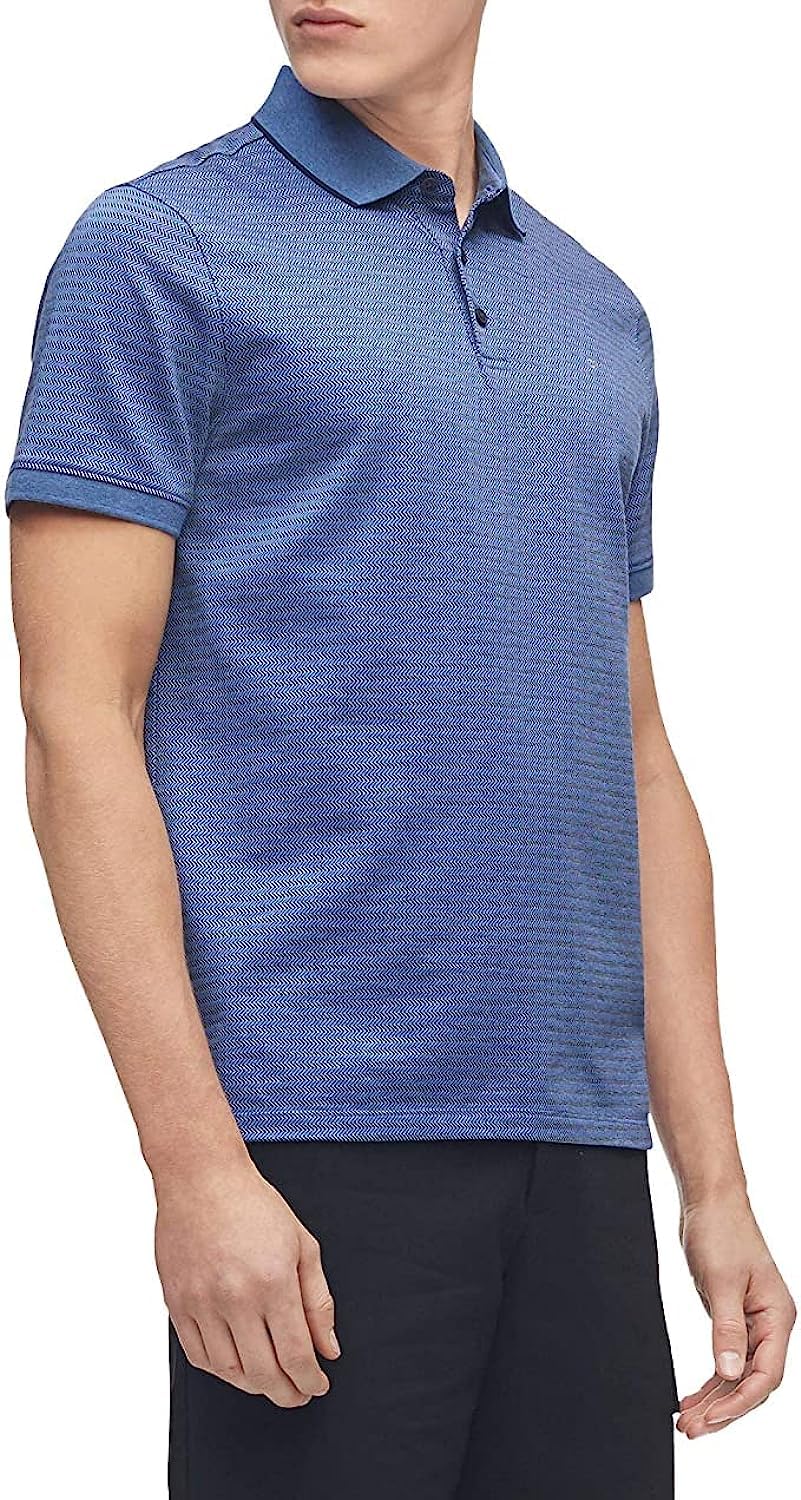 Calvin Klein Men's Liquid Touch Polo Stripe with UV Protection