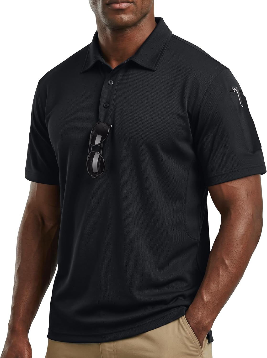 Breathable Pique Jersey Mens Polo Shirt UPF 50+ Quick Dry Performance