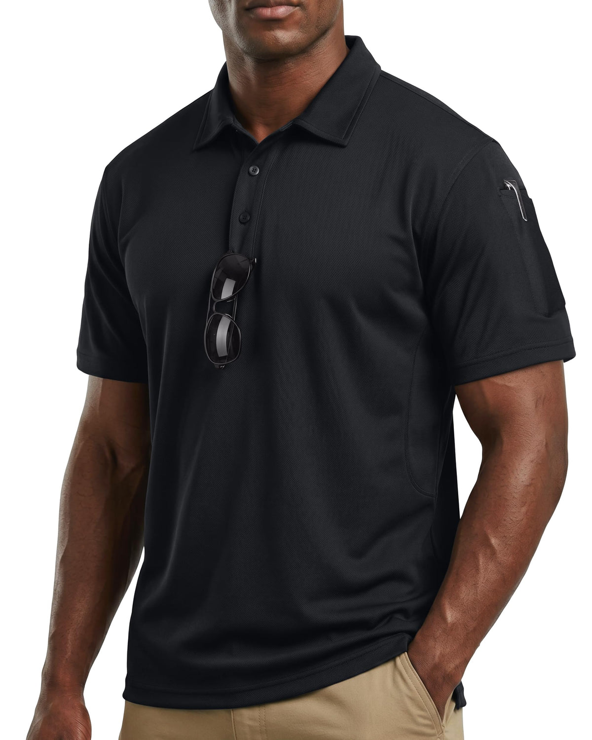 Breathable Pique Jersey Mens Polo Shirt UPF 50+ Quick Dry Performance