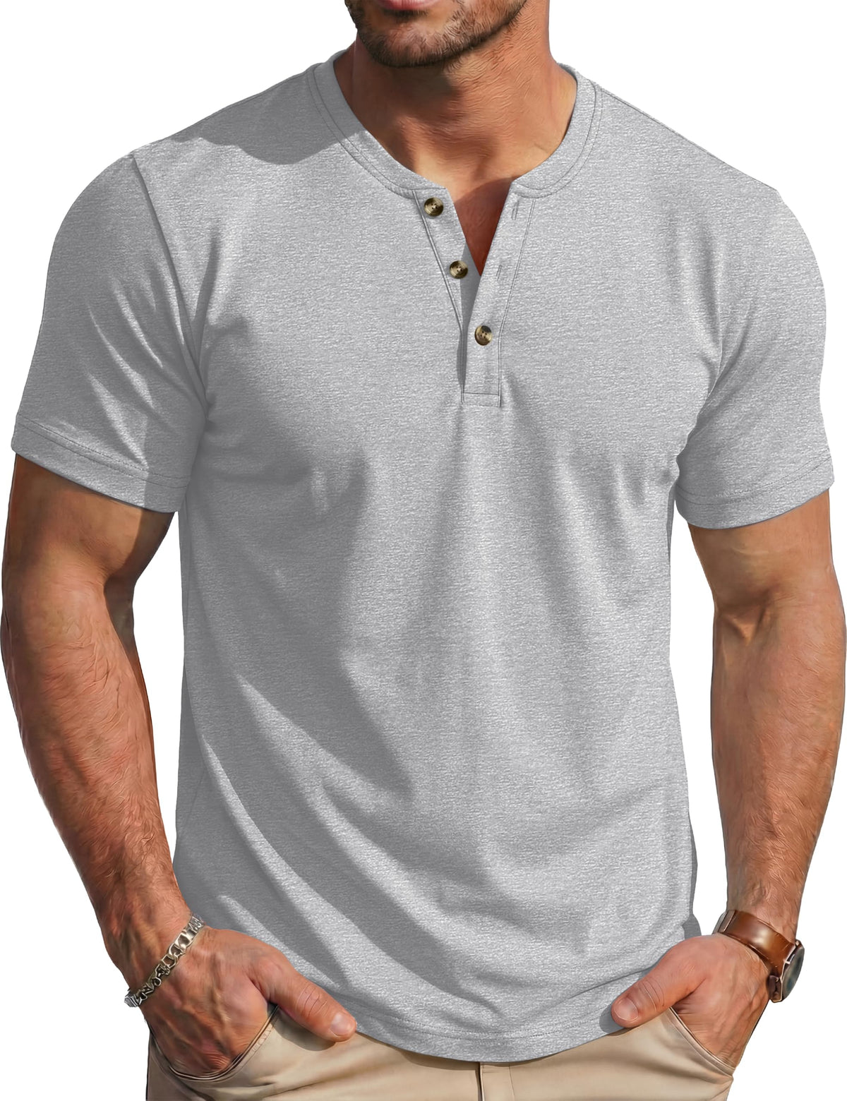 MAGCOMSEN Men's Henley Short Sleeve Shirt Moisture Wicking Lightweight Cotton T-Shirts Casual Summer Basic Tee Shirt
