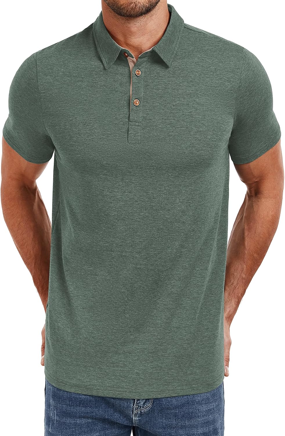 PEGENO Mens Polo Shirts Short Sleeve Casual Cotton Golf Shirts Performance Polo Shirts for Men
