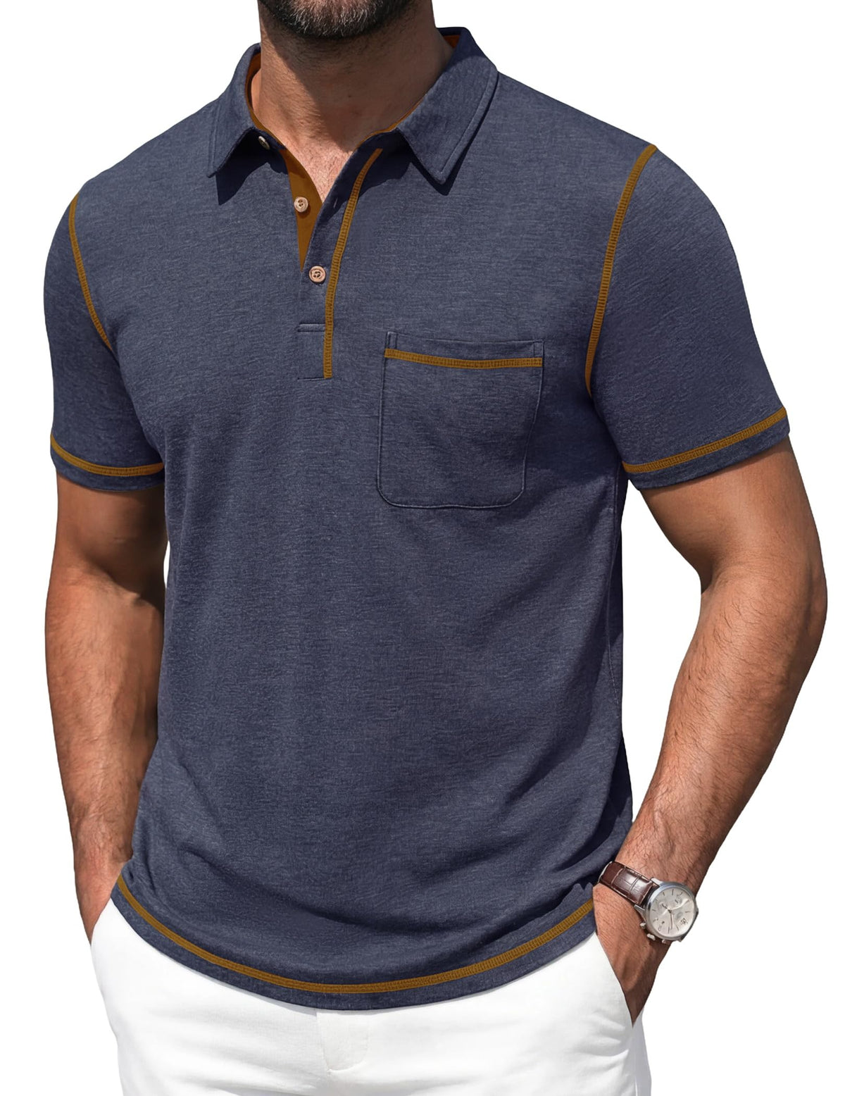 Mens Polo Shirts Short Sleeve Casual Summer Lightweight Cotton Golf Polo Shirts with Pocket