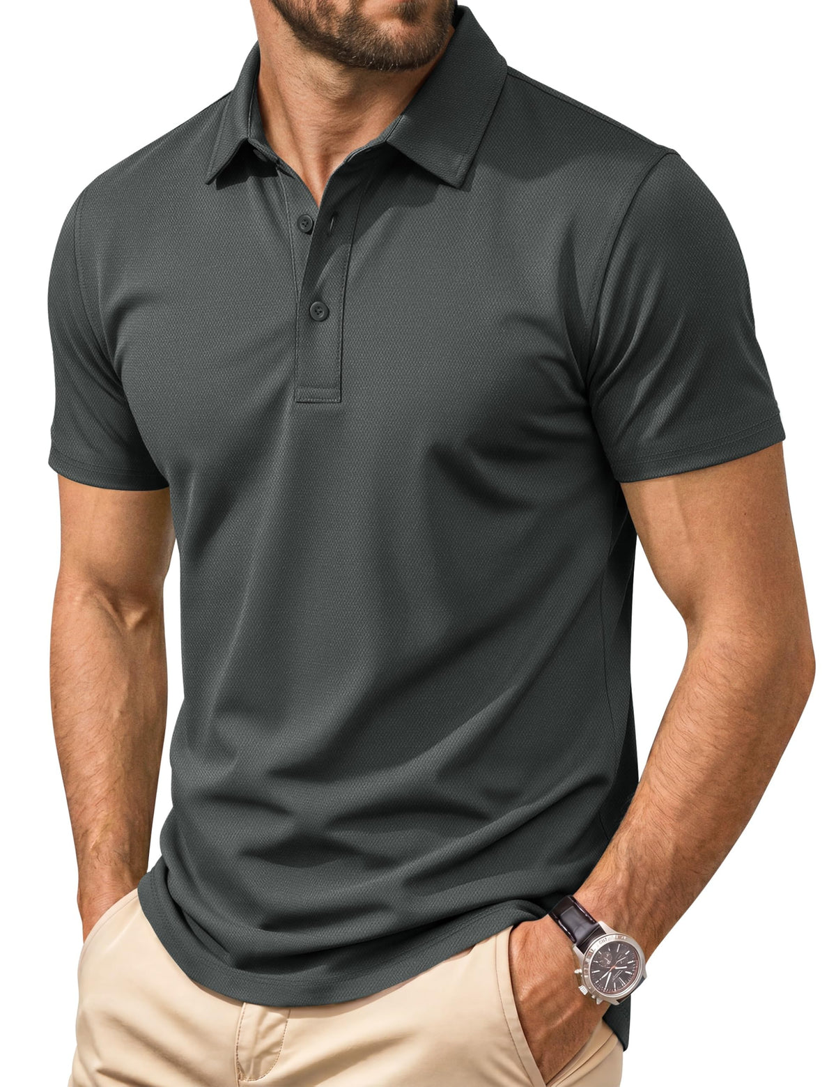 Cotrasen Men's Polo Shirts Short Sleeve Cotton Pique Classic Golf Shirts