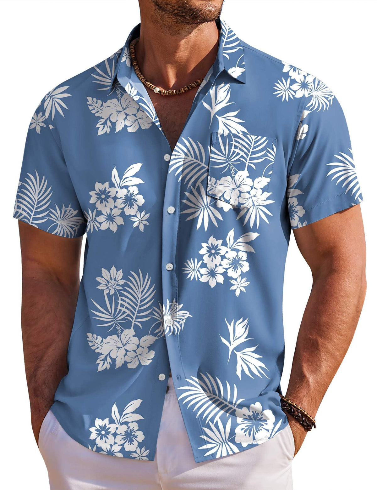 COOFANDY Men's Hawaiian Shirt Short Sleeve Floral Button Down Shirts Tropical Holiday Beach Shirts