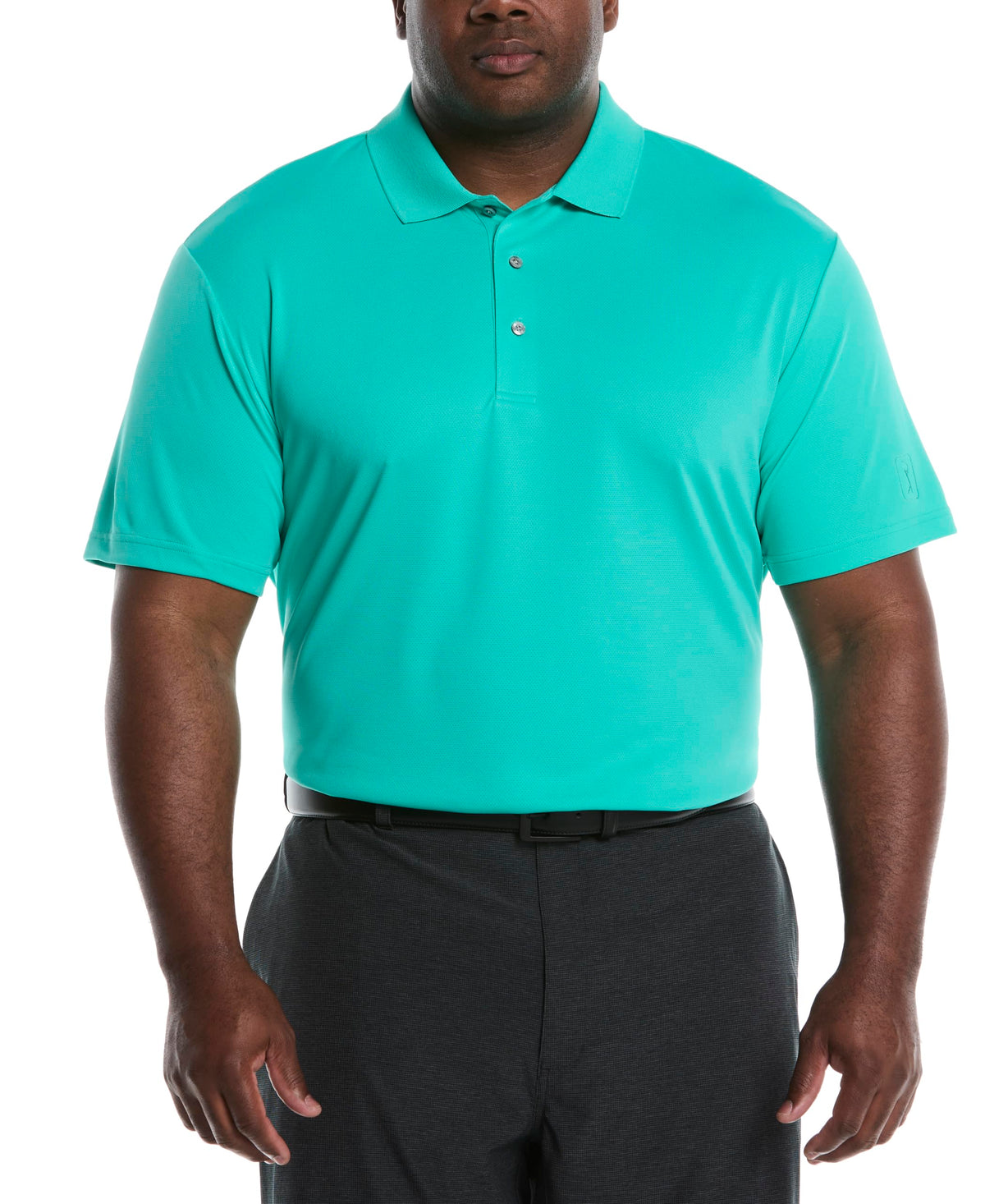 PGA Tour Men's Airflux Solid Mesh Short Sleeve Classic Golf Polo Shirt