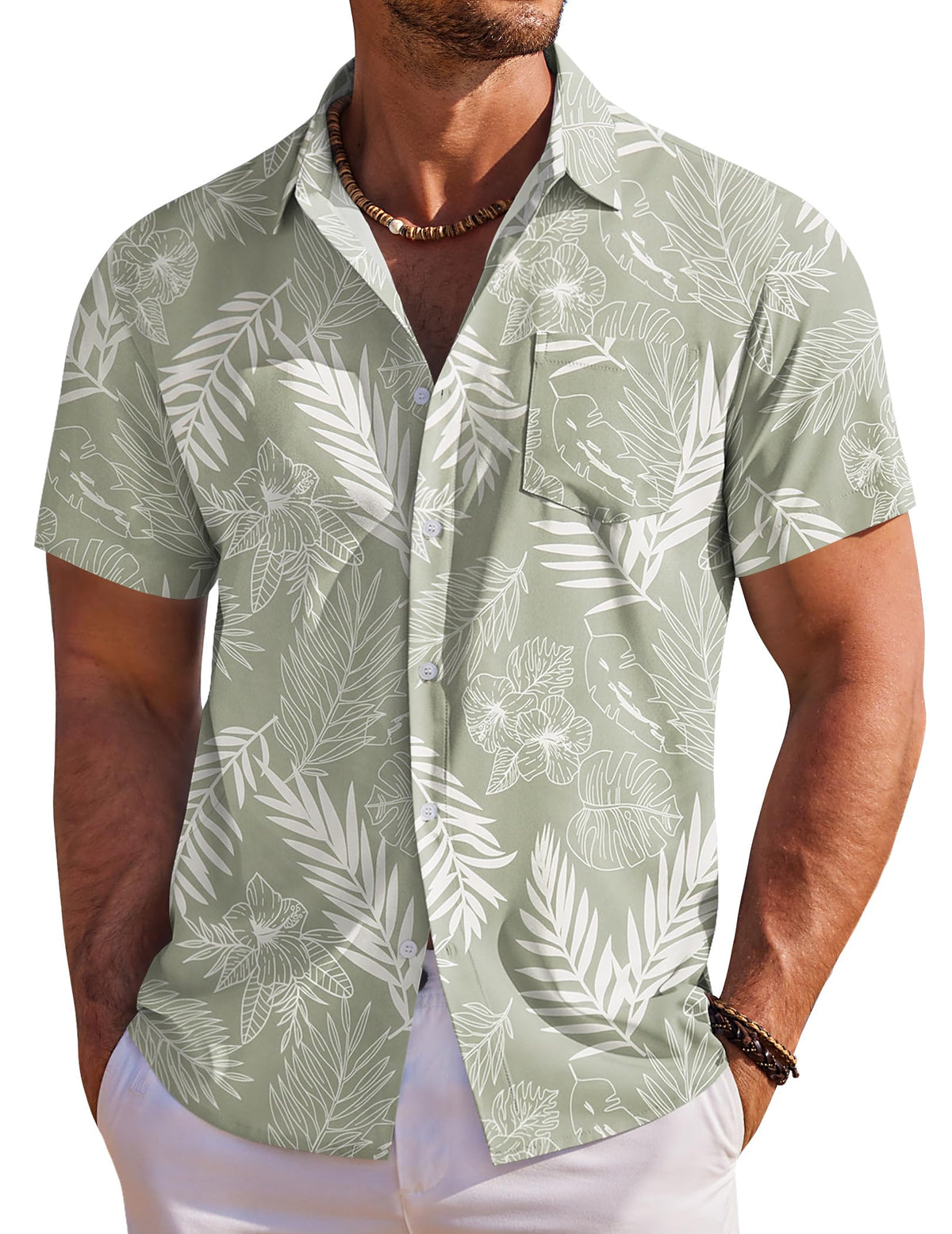 COOFANDY Men's Hawaiian Shirt Short Sleeve Floral Button Down Shirts Tropical Holiday Beach Shirts