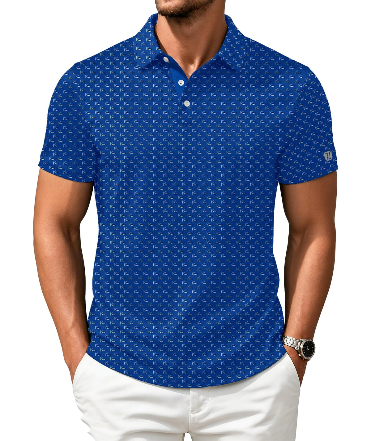 ZITY Mens Golf Shirts Short Sleeve Print Moisture Wicking Polo Shirt