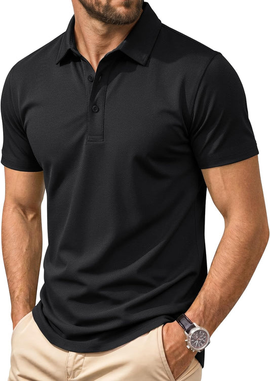 Cotrasen Men's Polo Shirts Short Sleeve Cotton Pique Classic Golf Shirts