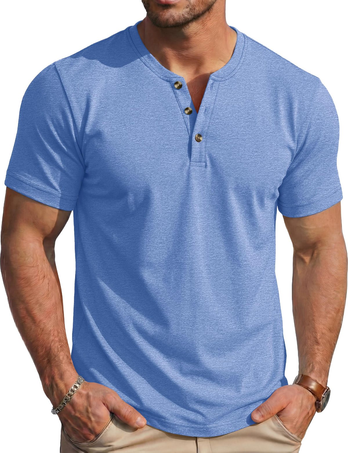 MAGCOMSEN Men's Henley Short Sleeve Shirt Moisture Wicking Lightweight Cotton T-Shirts Casual Summer Basic Tee Shirt