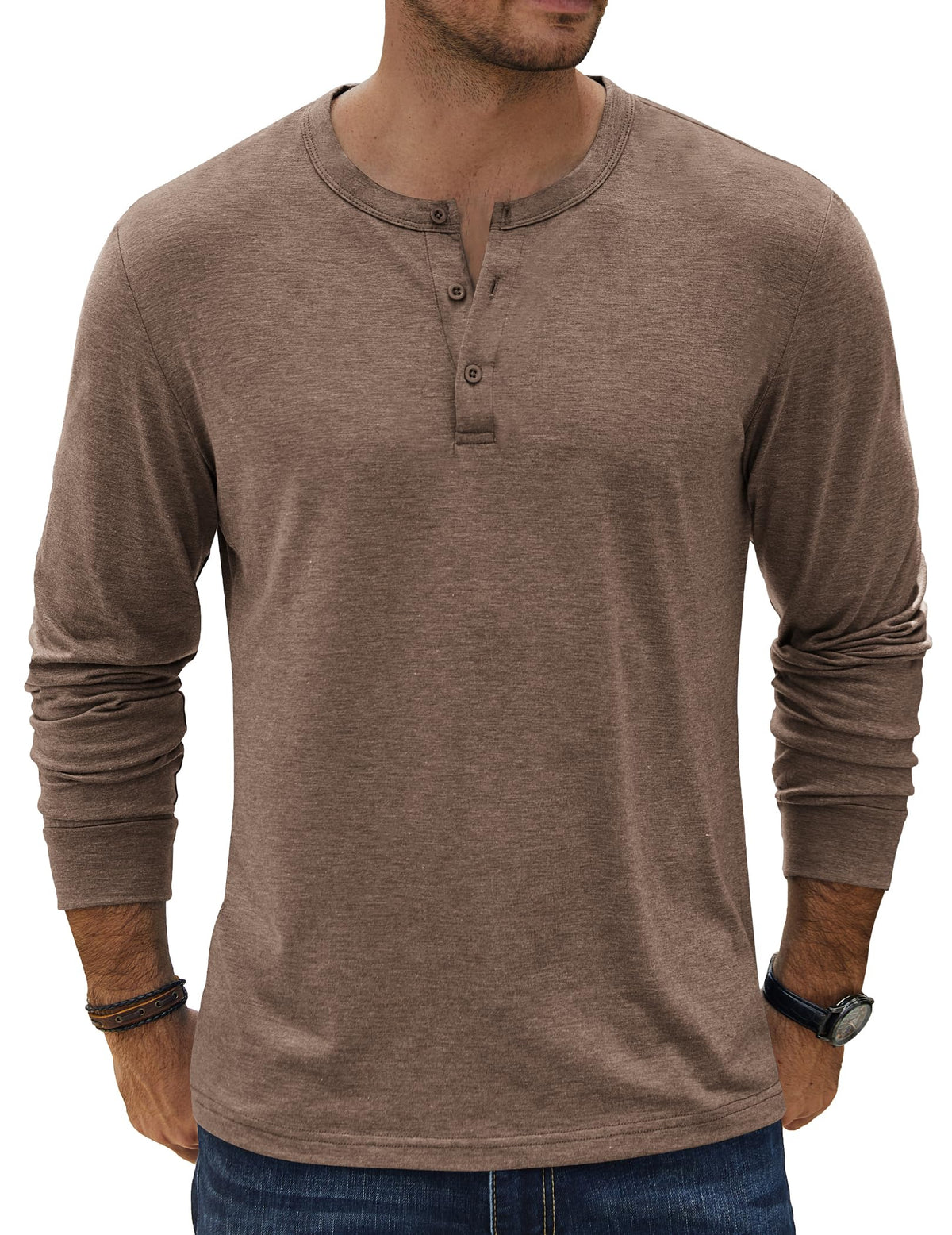 COOFANDY Men's Henley T-Shirt Long Sleeve Casual Lightweight Pullover Shirts Soft Stretch Basic Tees Fall Tops