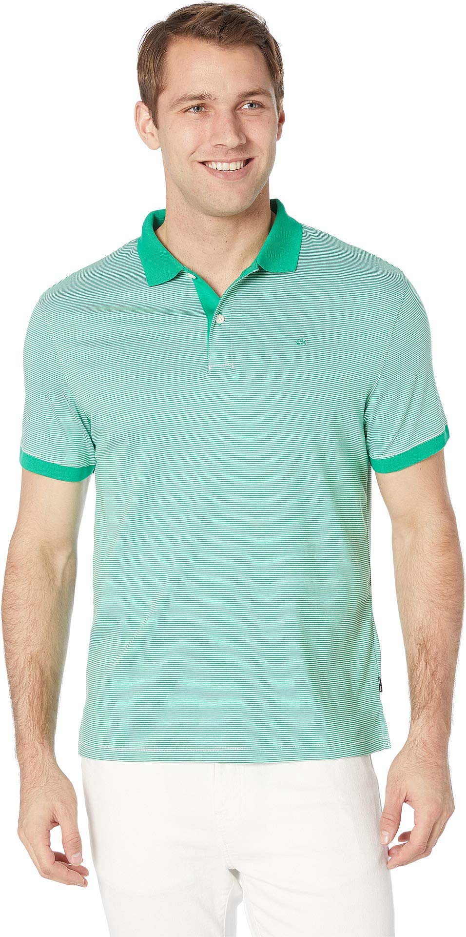 Calvin Klein Men's Liquid Touch Polo Stripe with UV Protection