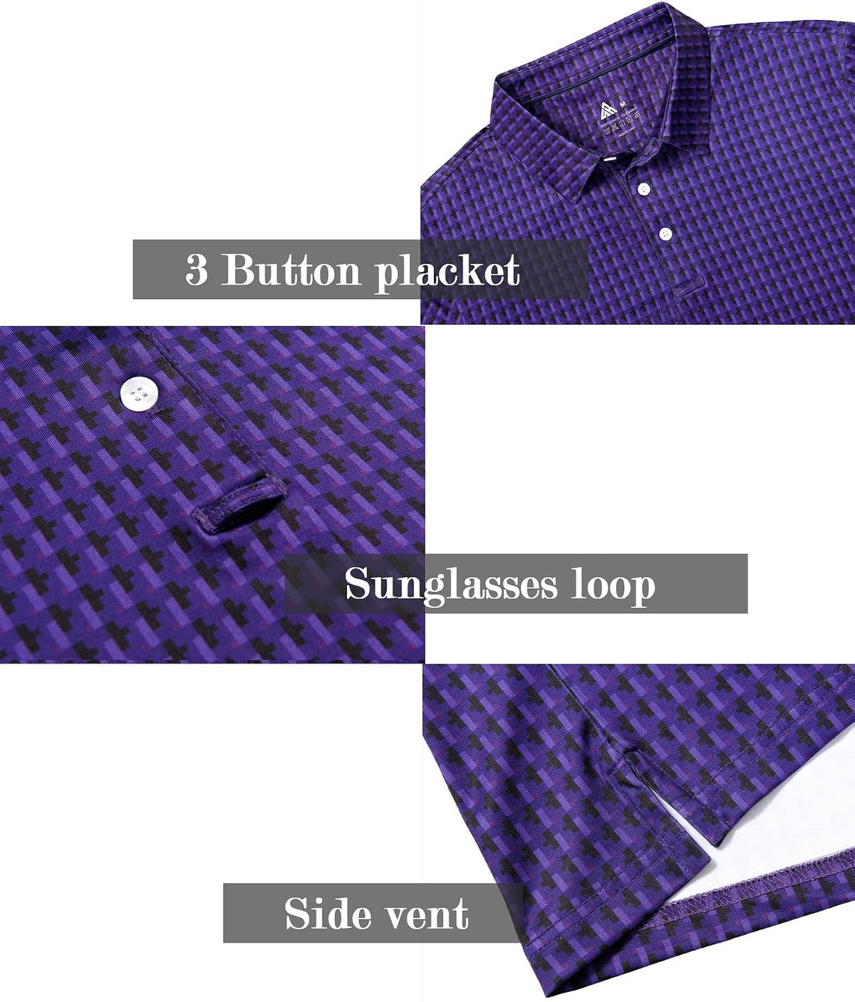 ZITY Men's Golf Shirts Short Sleeve Print Patterns Casual Collared Polo