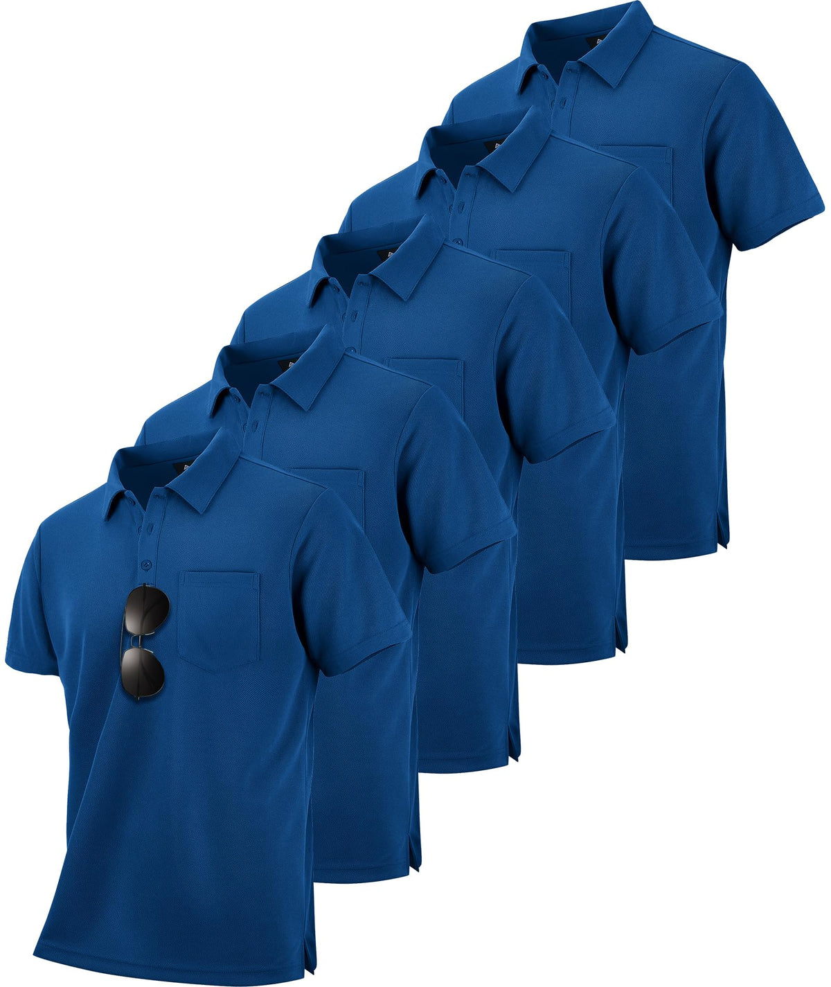 ZITY 5 Pack Polo Shirts for Men with Pocket Dry Quickly Short Sleeve Athletic Outdoor Work Collared Shirts
