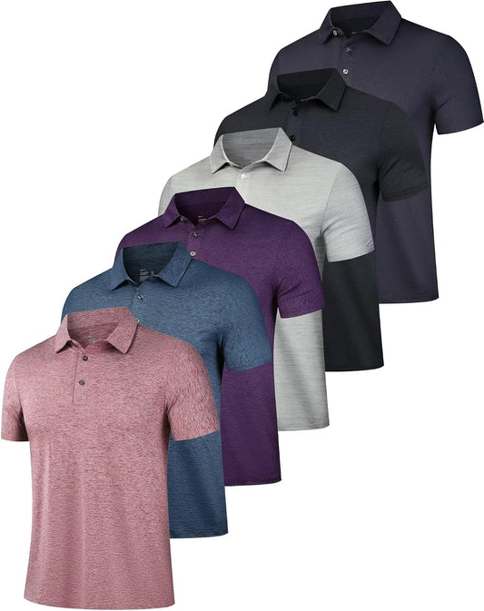 OYGSieg 6 Pack Mens Polo Shirst Short Sleeve Collared Golf Polos