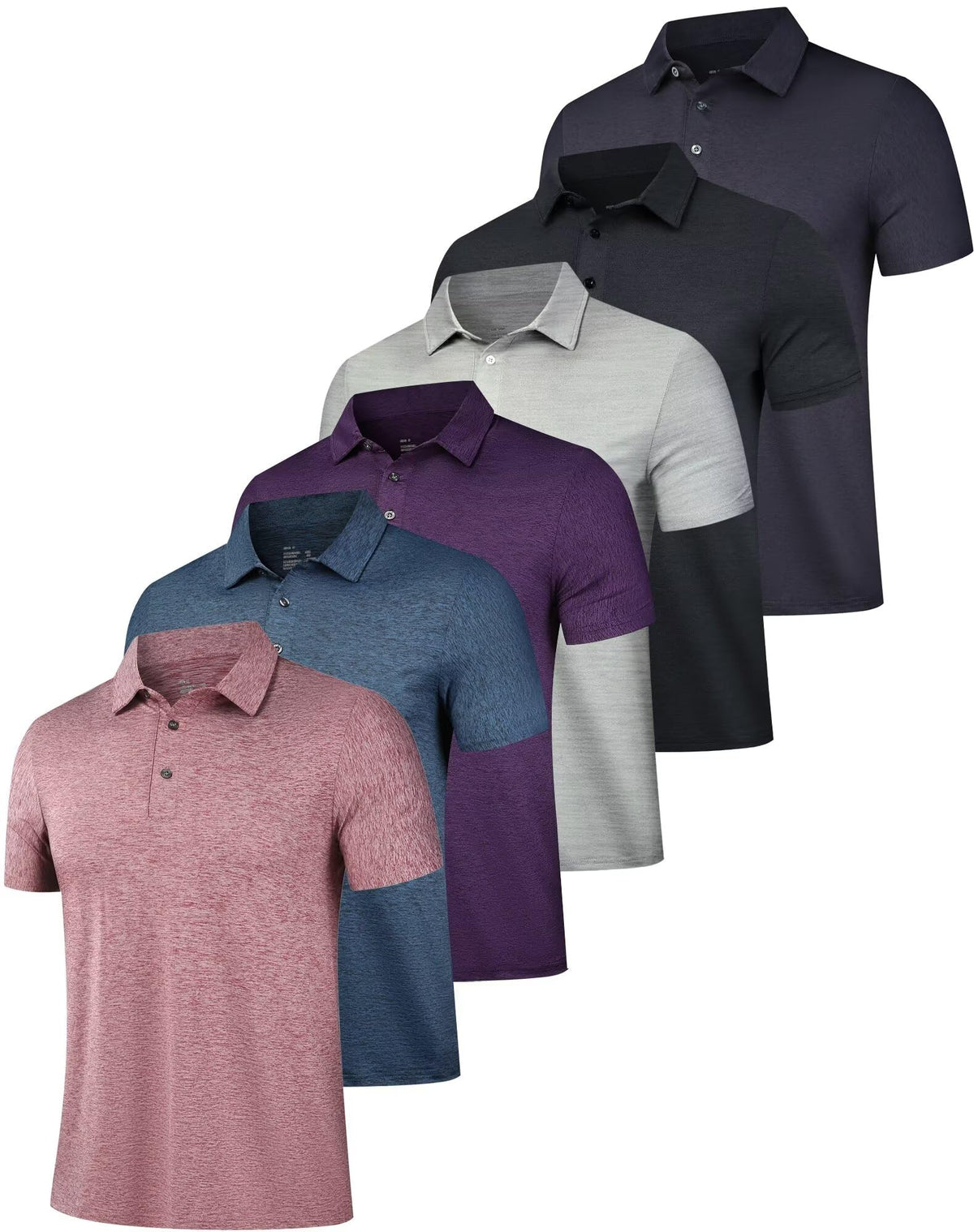 OYGSieg 6 Pack Mens Polo Shirst Short Sleeve Collared Golf Polos