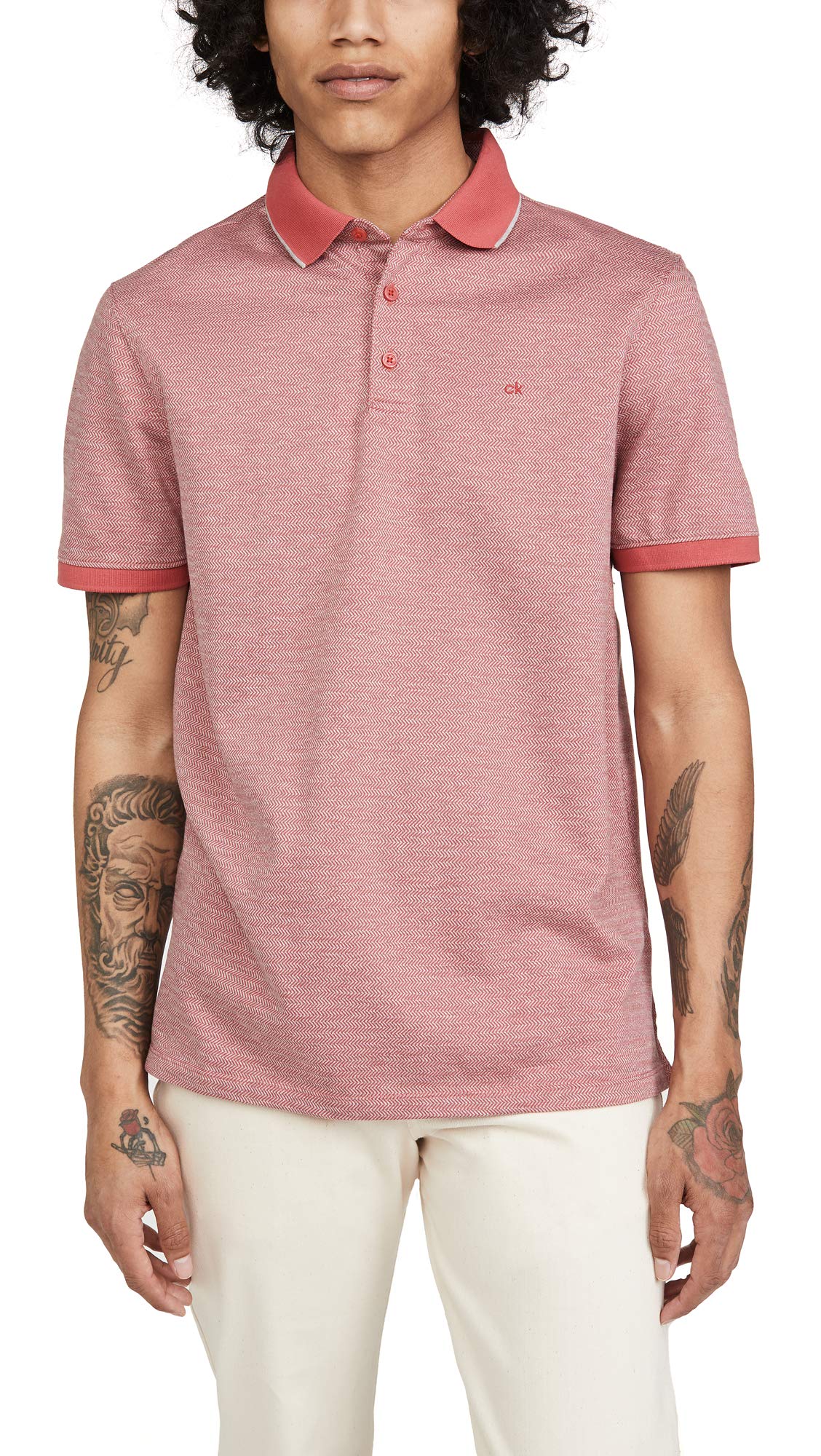 Calvin Klein Men's Liquid Touch Polo Stripe with UV Protection